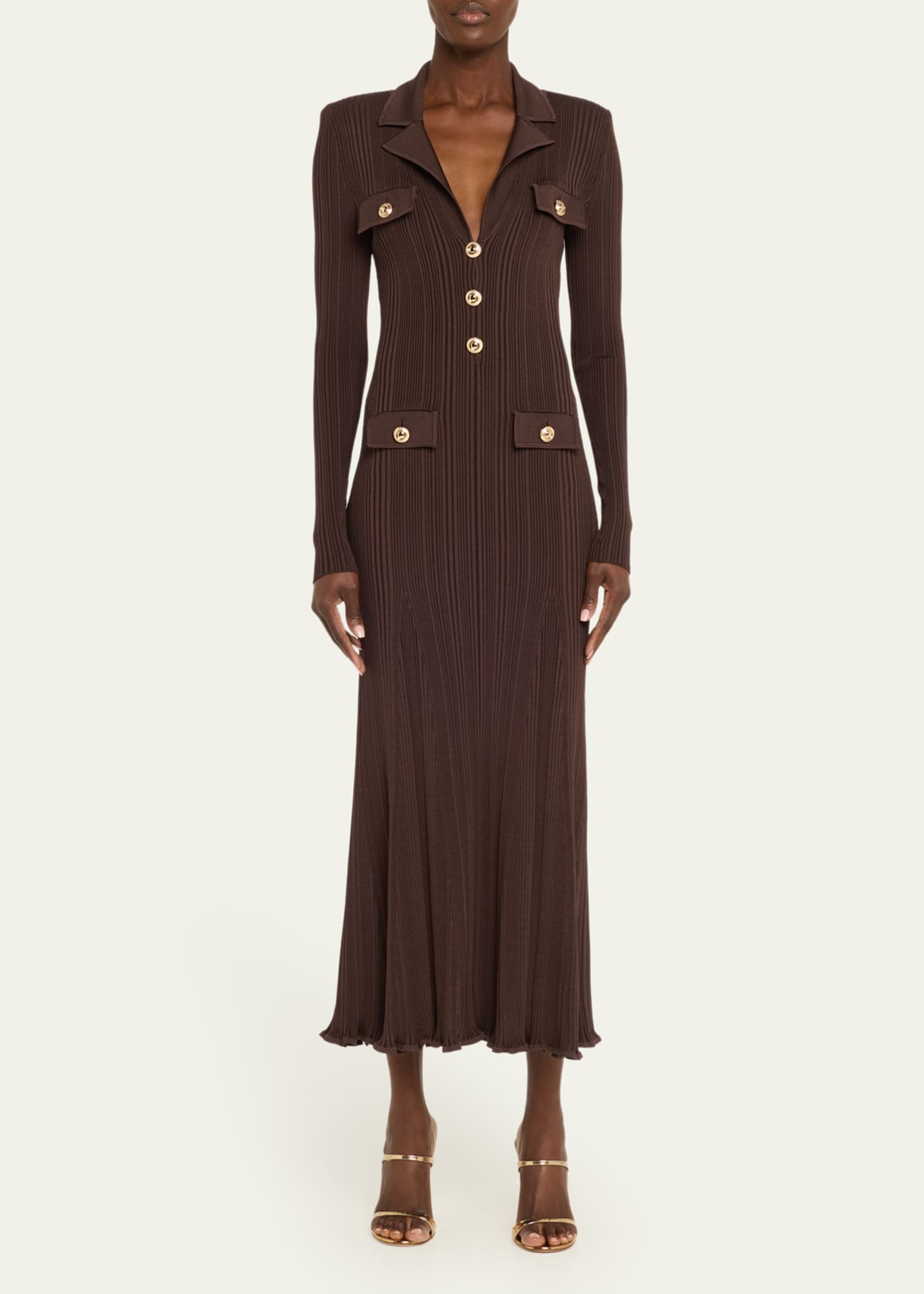 Self-Portrait Rib-Knit Midi Dress Image 2 of 5