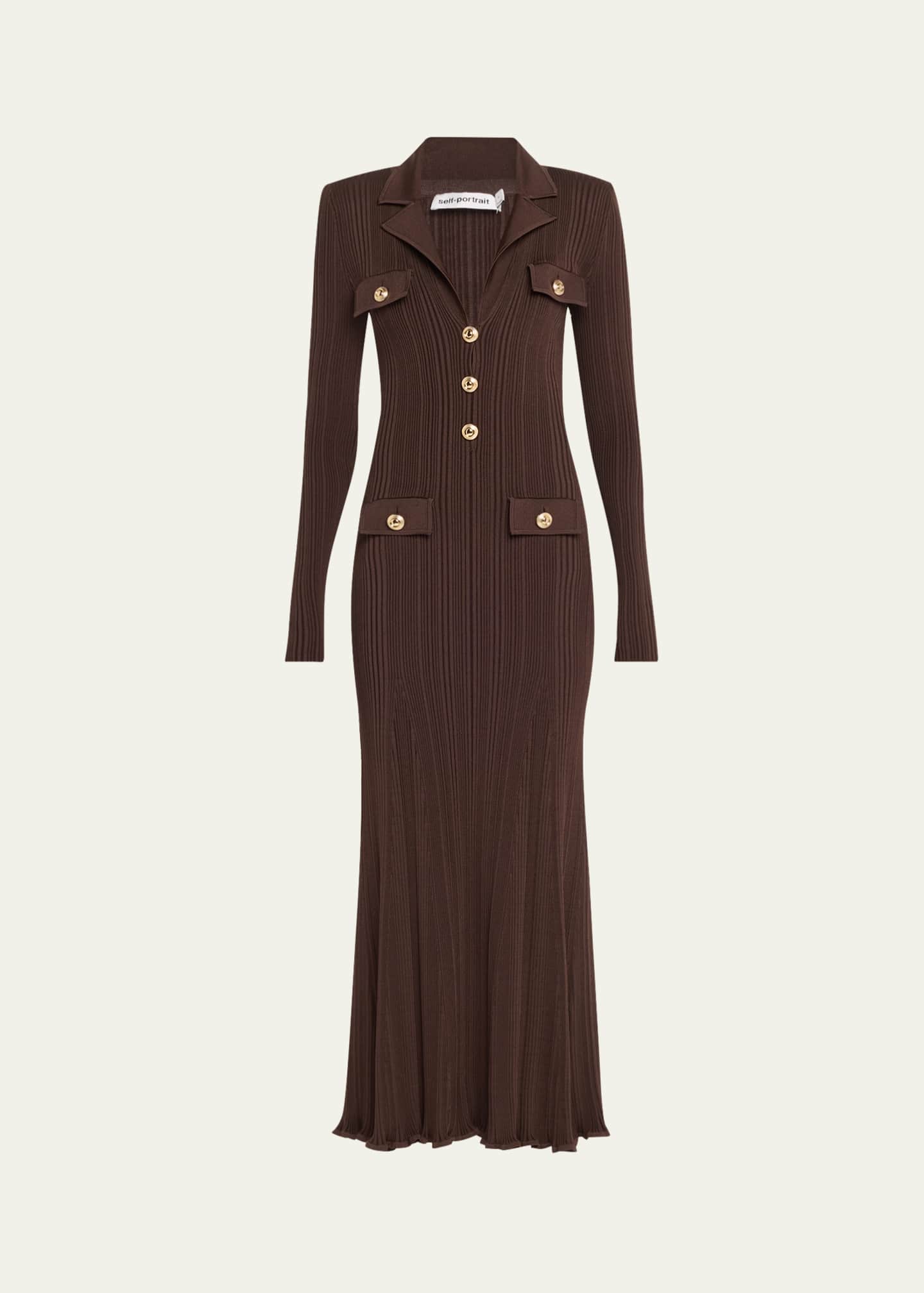 Self-Portrait Rib-Knit Midi Dress Image 1 of 5