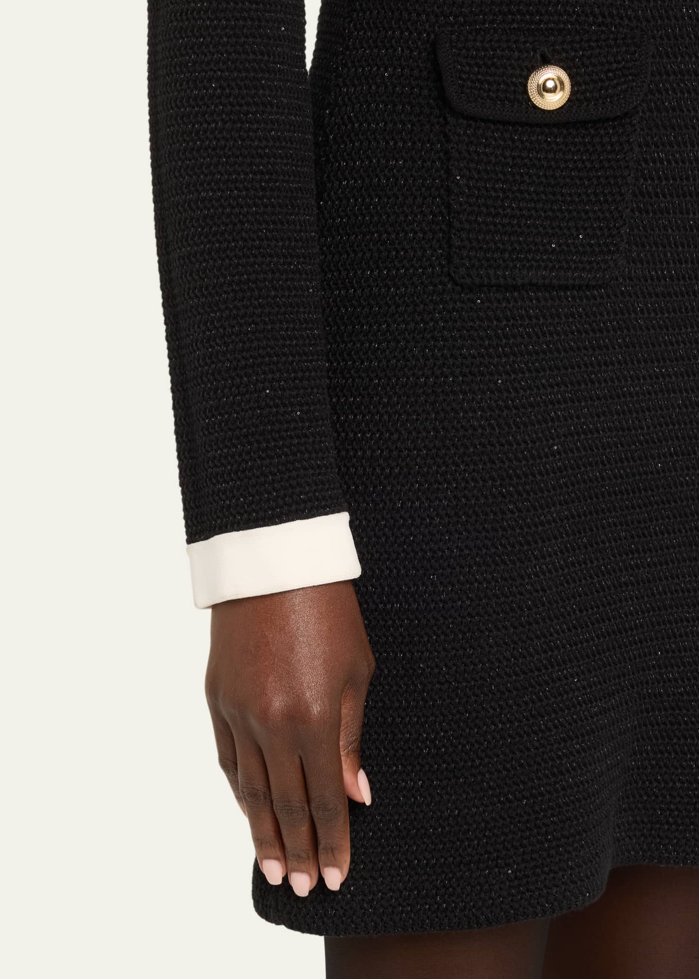 Self-Portrait Knit Contrast-Collar Mini Dress Image 5 of 5