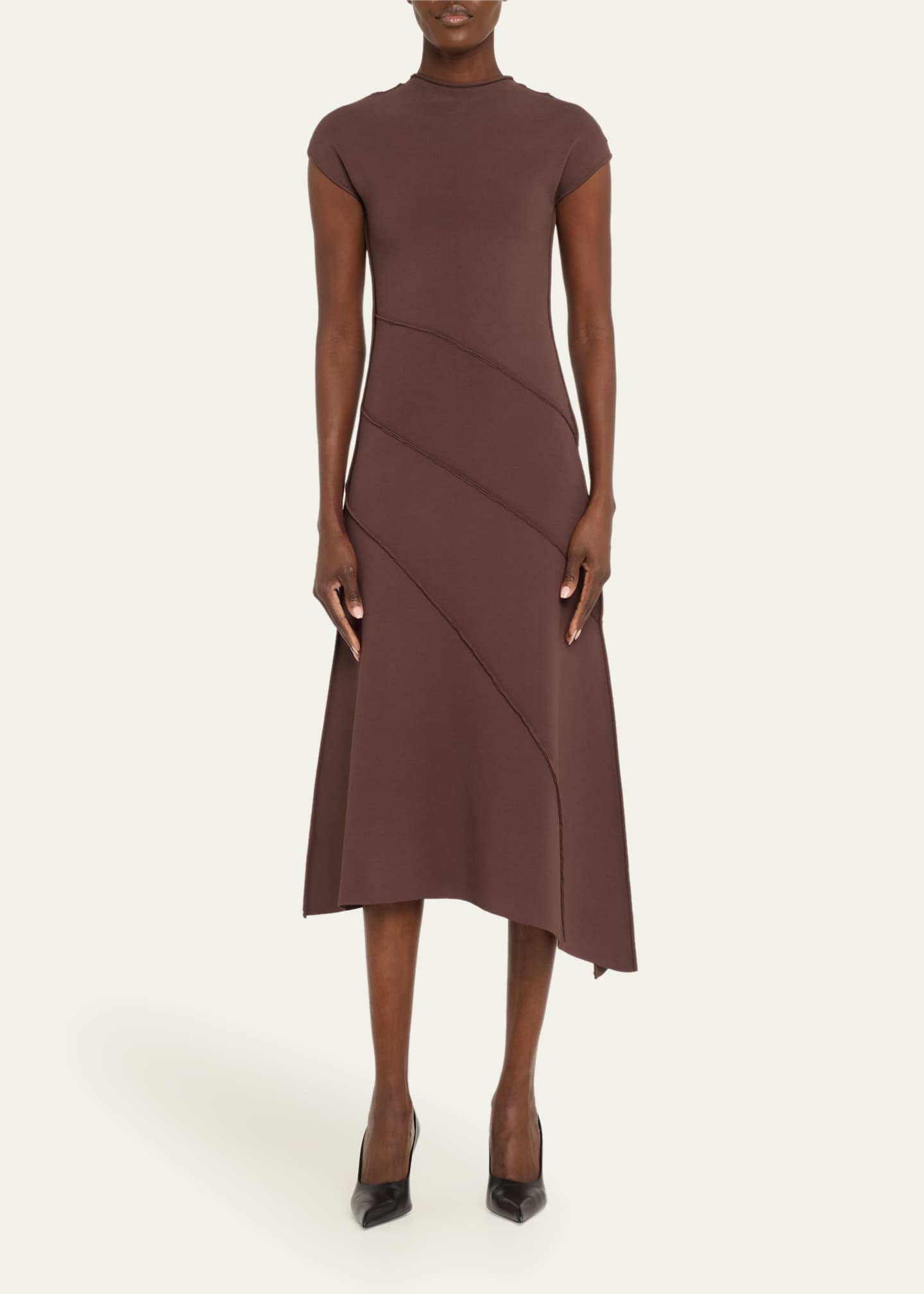 Jason Wu Collection Asymmetrical Seamed Knit Midi Dress Image 2 of 5
