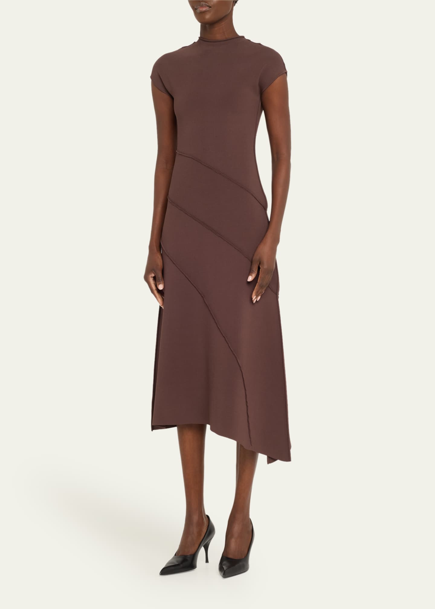 Jason Wu Collection Asymmetrical Seamed Knit Midi Dress Image 4 of 5