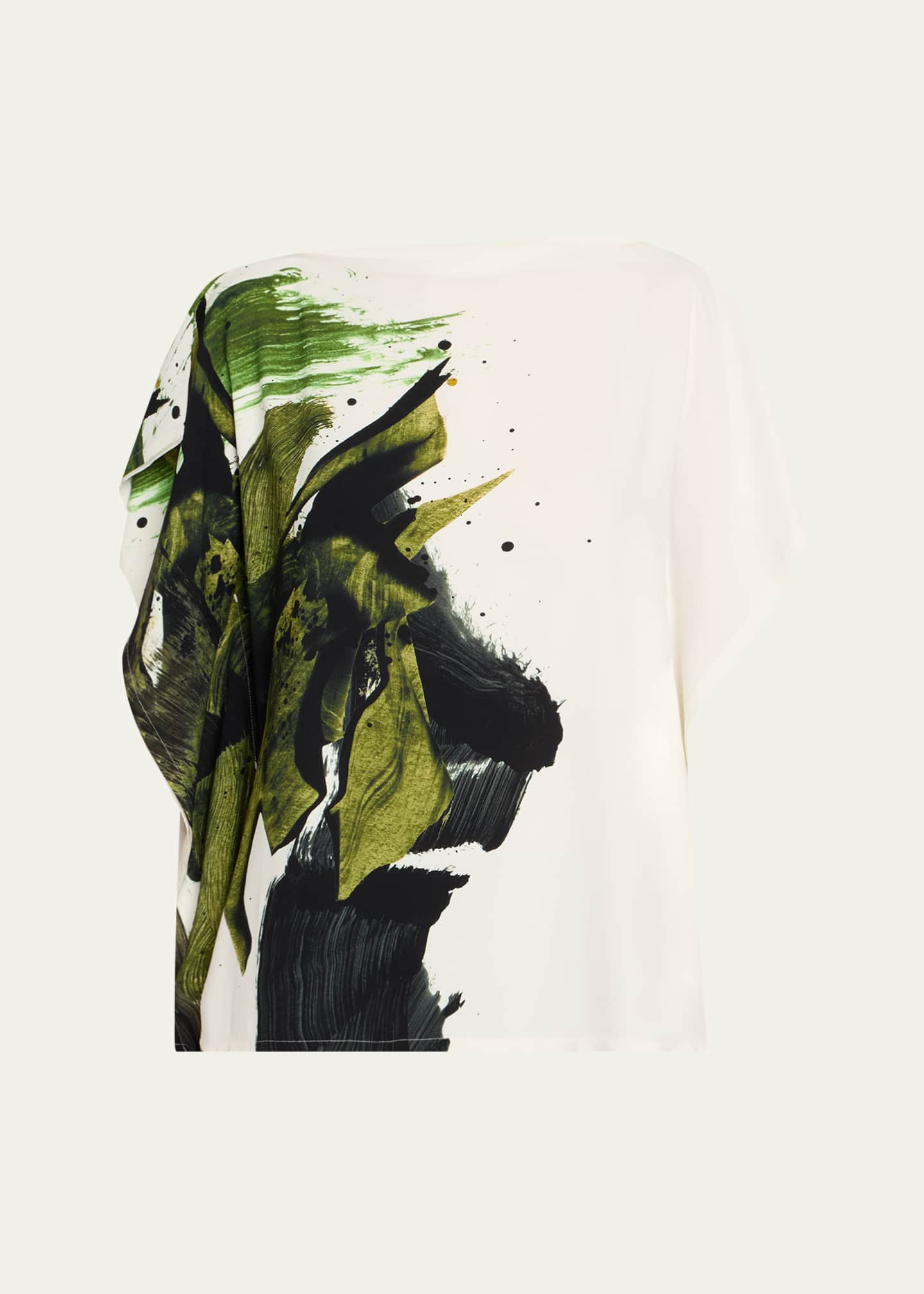 Jason Wu Collection Brushstroke Print Crepe Boatneck