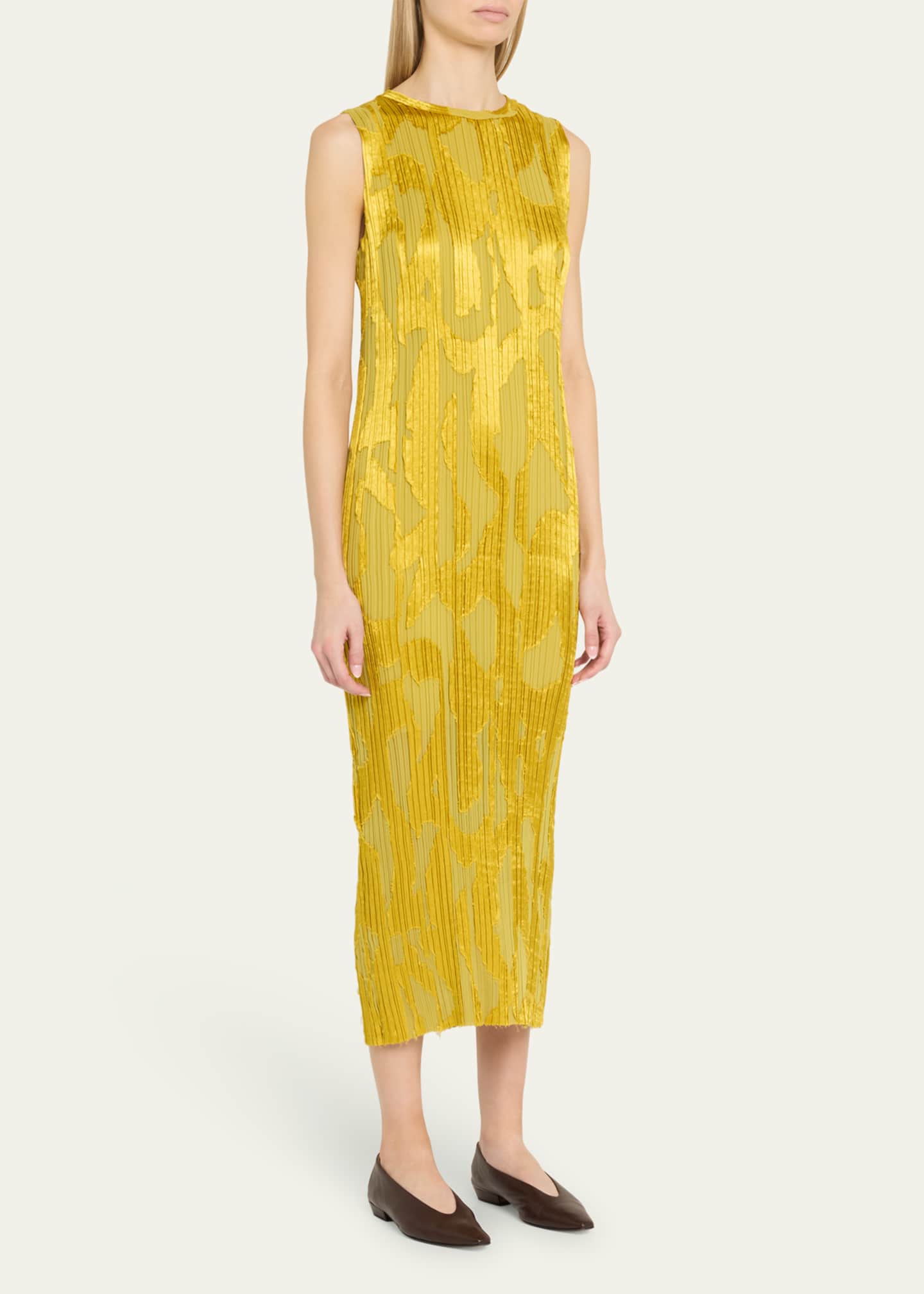 Jason Wu Collection Abstract Fil Coupe Pleated Midi Shift Dress Image 4 of 5