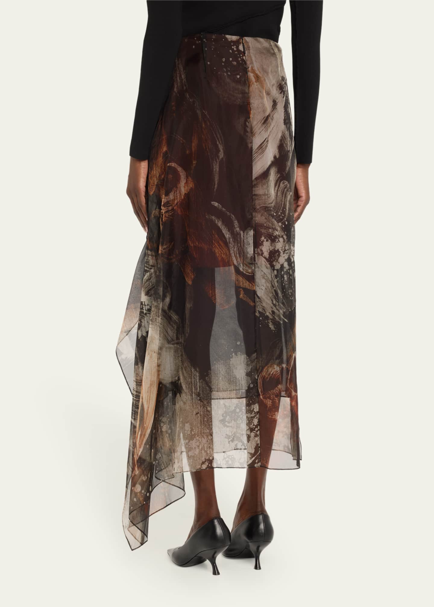 Jason Wu Collection Brushstroke Print Silk Organza Skirt Image 3 of 5