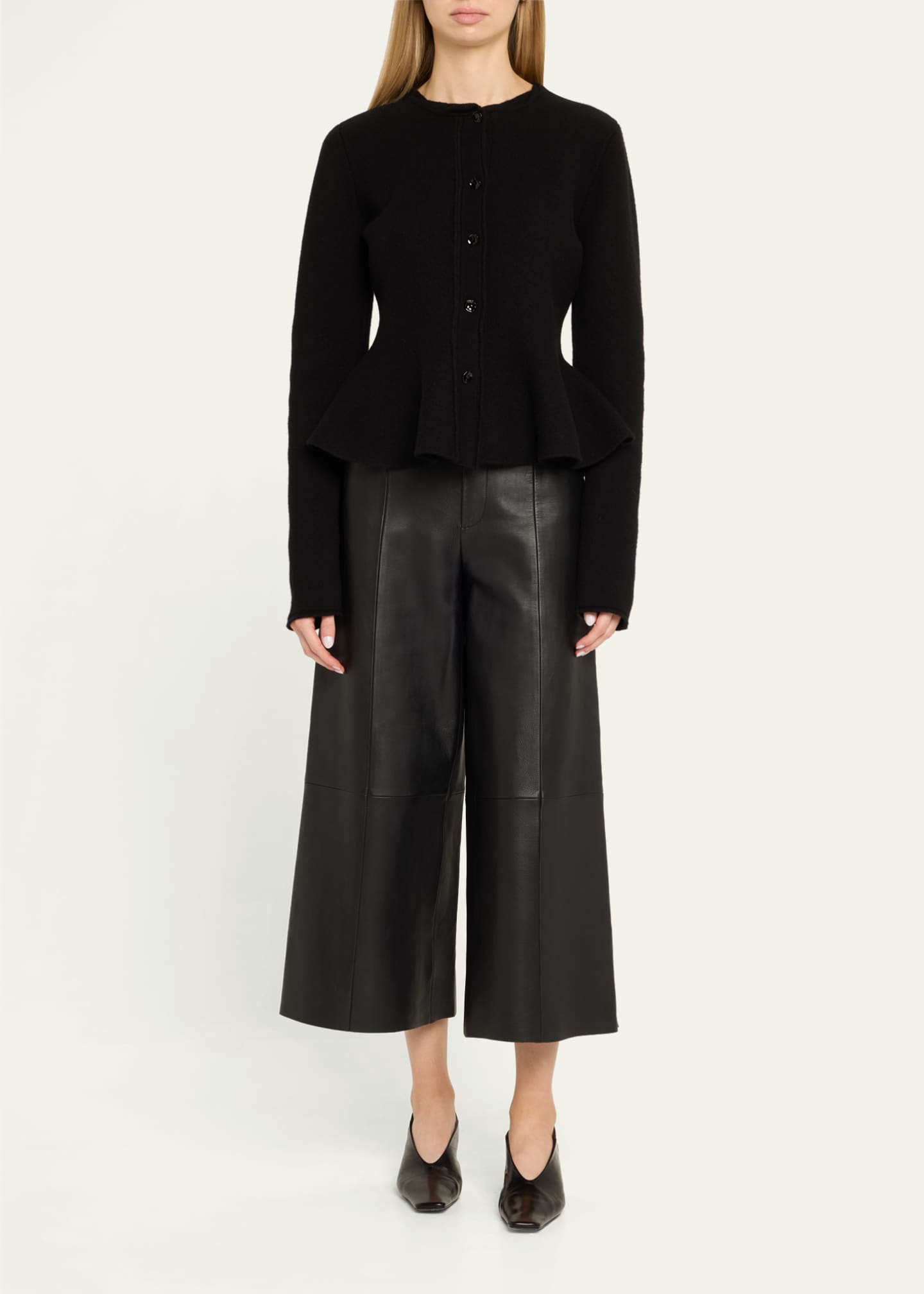 Jason Wu Collection Boiled Wool Peplum Cardigan Image 2 of 5