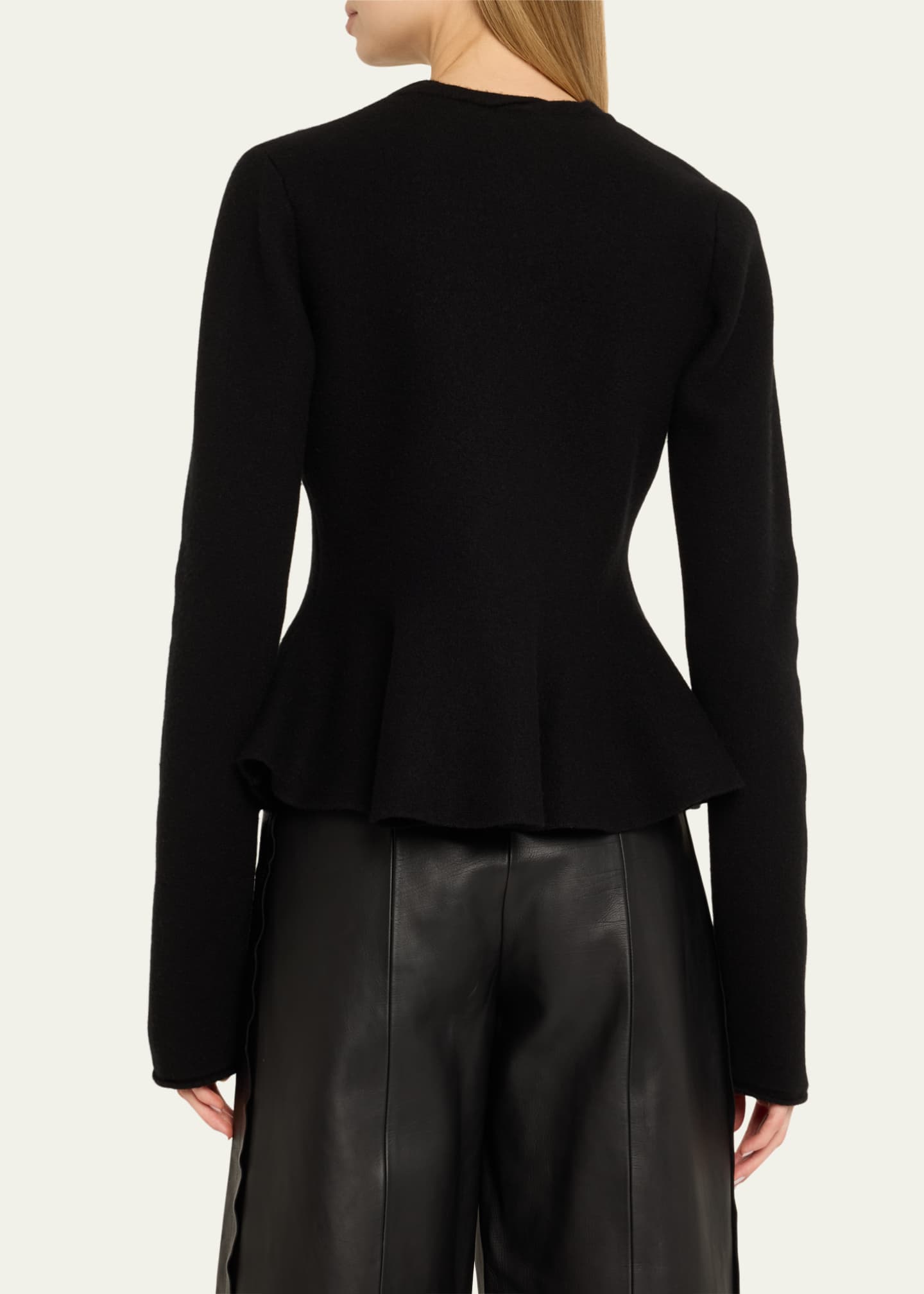 Jason Wu Collection Boiled Wool Peplum Cardigan Image 3 of 5