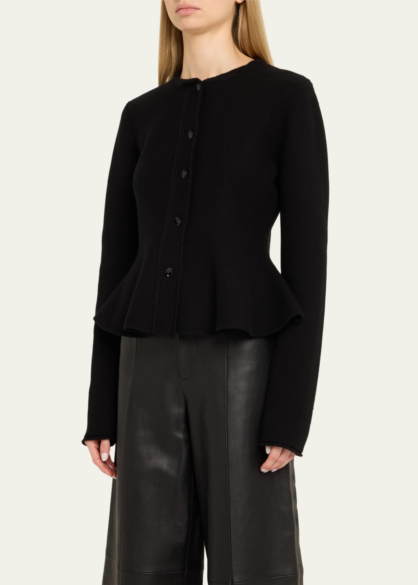 Jason Wu Collection Boiled Wool Peplum Cardigan Image 4 of 5