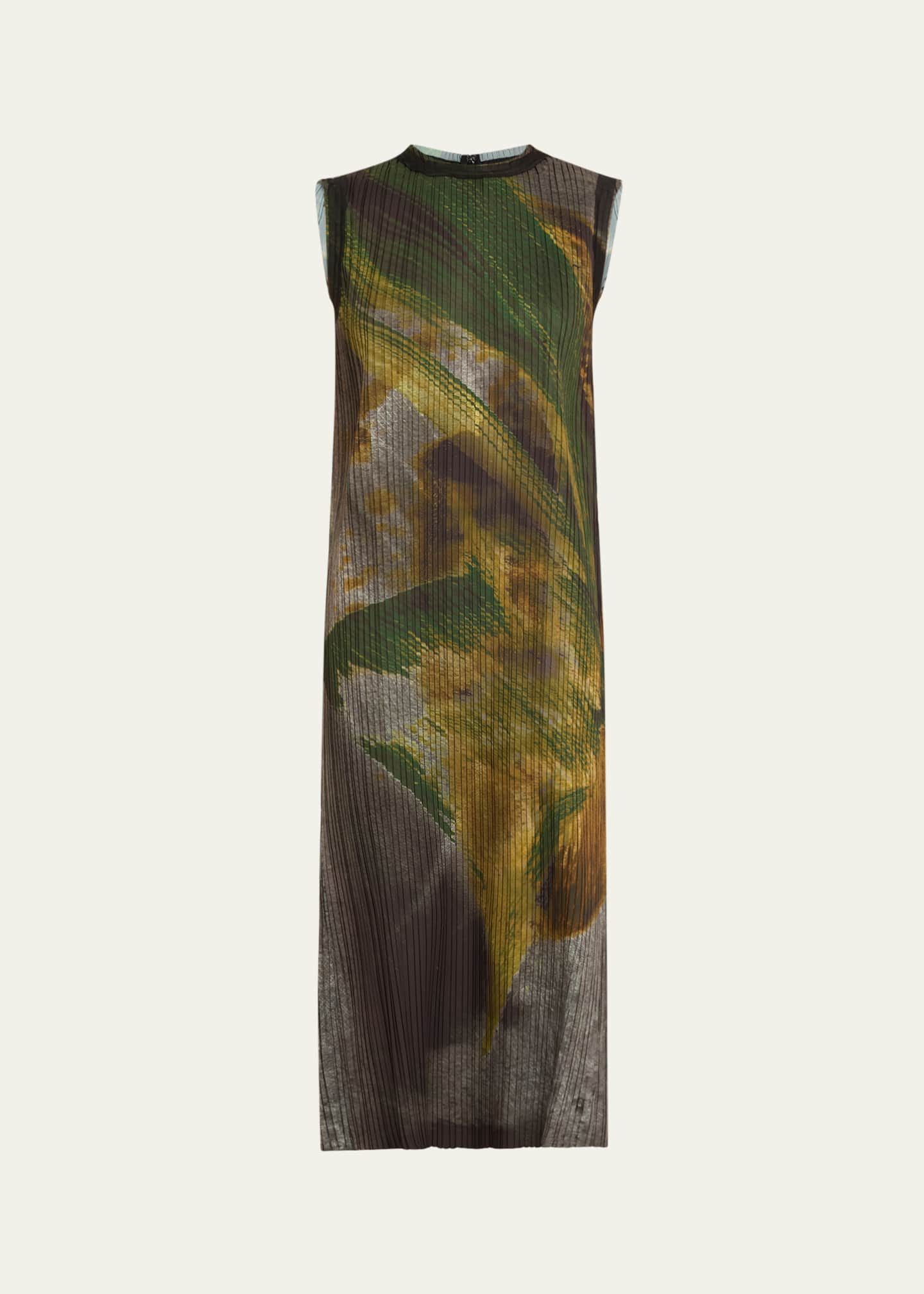 Jason Wu Collection Brushstroke Print Pleated Midi Shift Dress Image 1 of 5