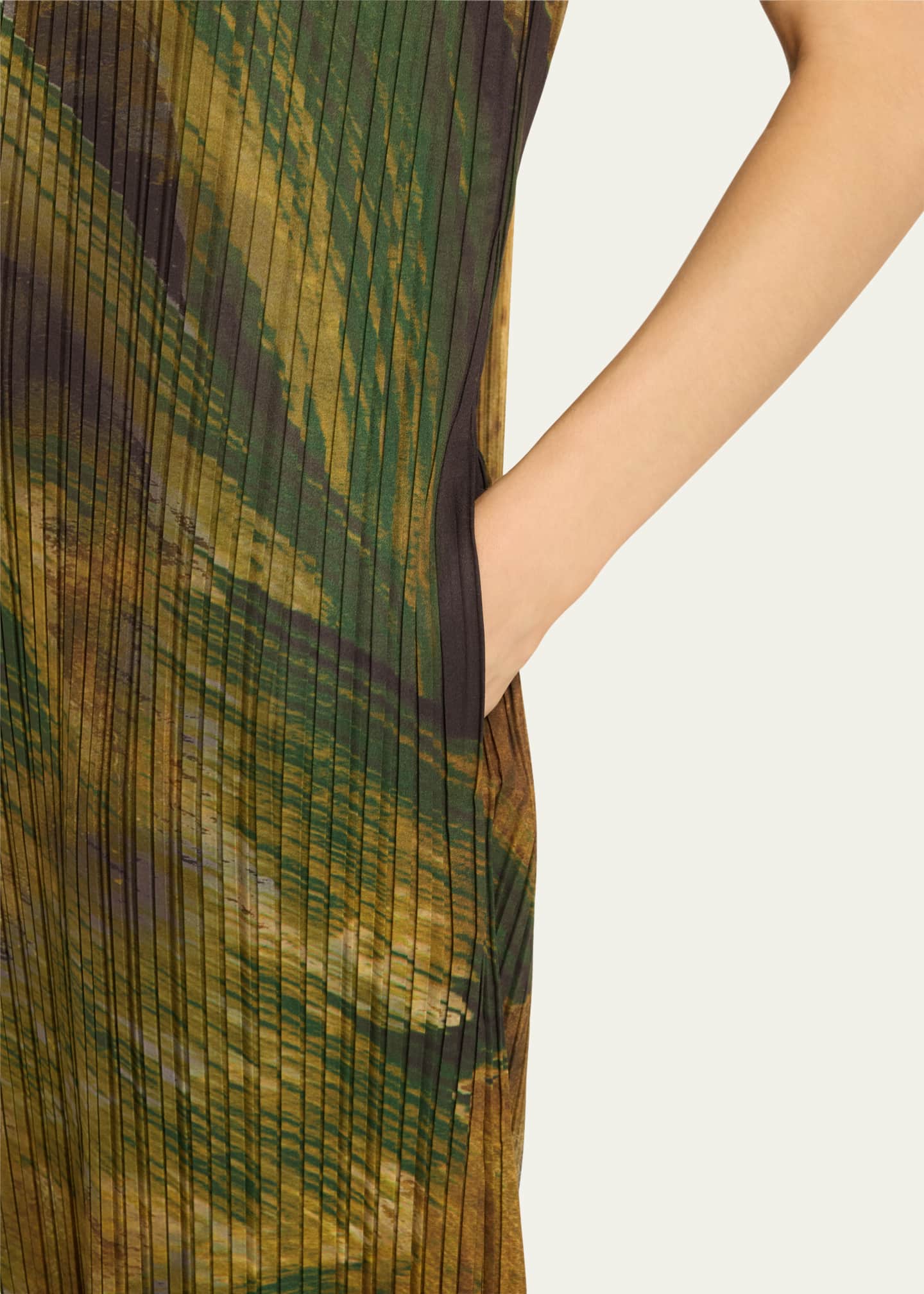 Jason Wu Collection Brushstroke Print Pleated Midi Shift Dress Image 5 of 5