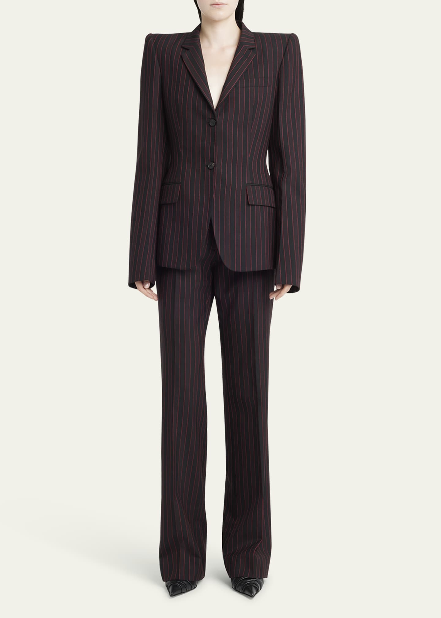 McQueen Pinstriped Flare Trousers Image 2 of 5