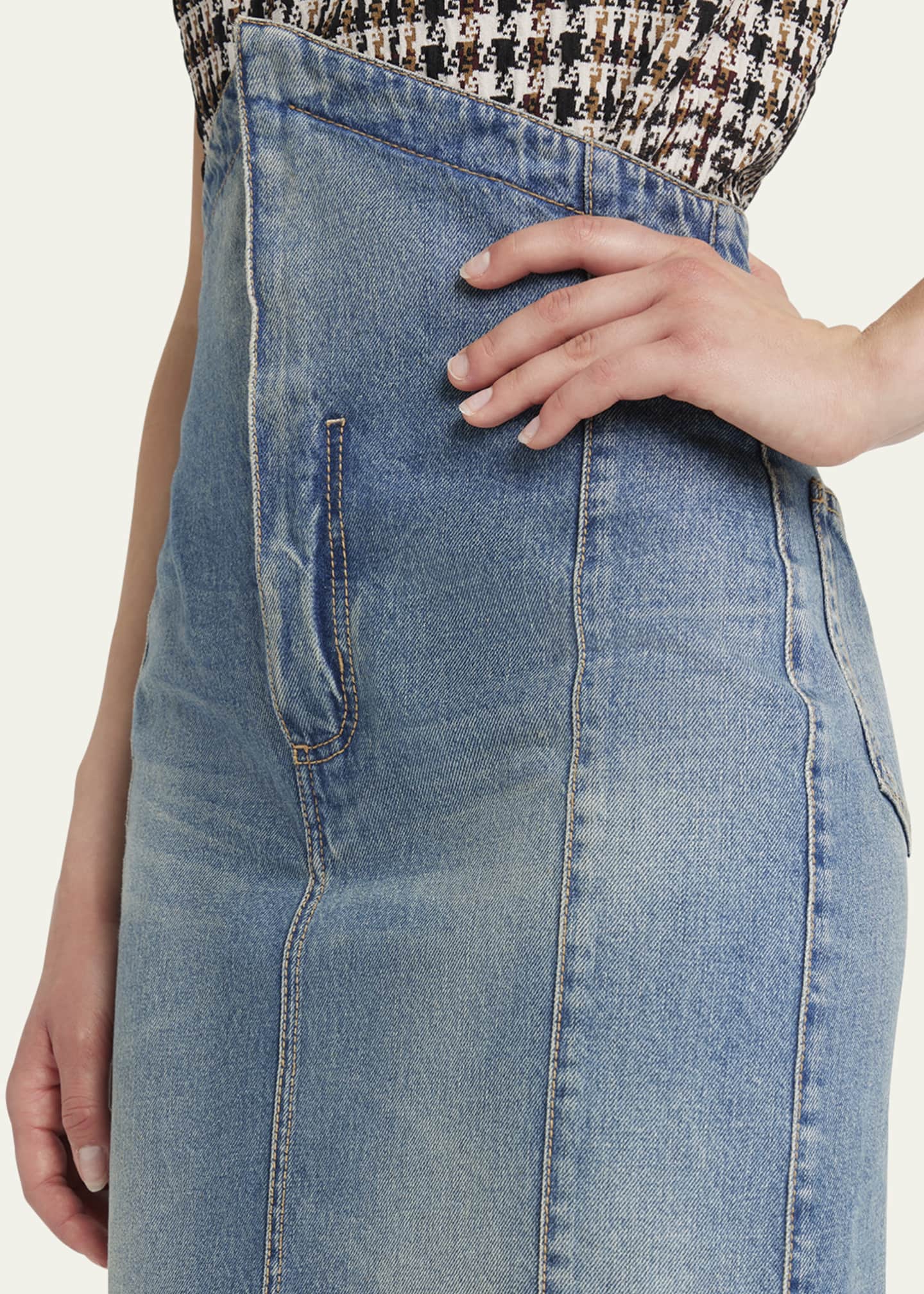 McQueen Foldover-Waist Midi Denim Skirt Image 5 of 5