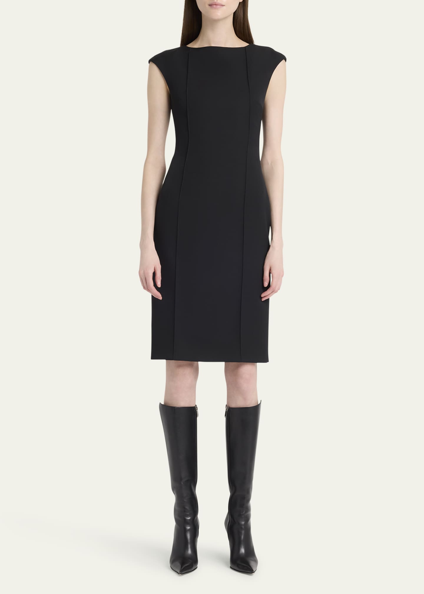 McQueen Pintuck Sleeveless Crepe Day Dress Image 2 of 5