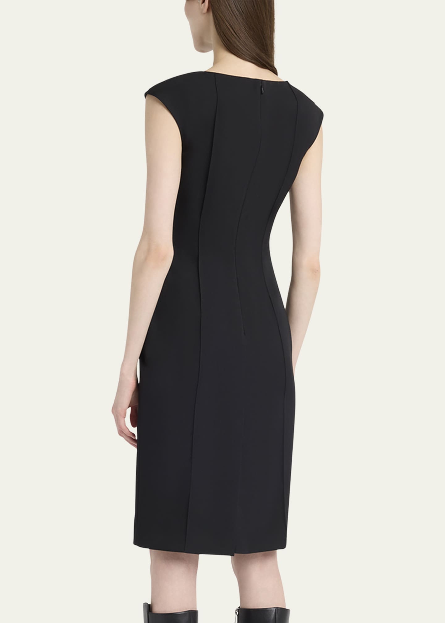 McQueen Pintuck Sleeveless Crepe Day Dress Image 3 of 5