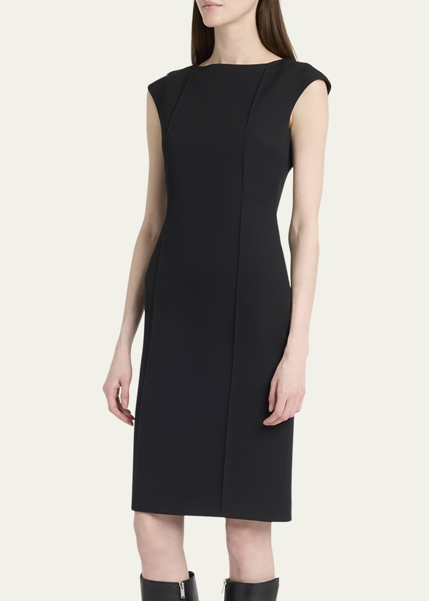 McQueen Pintuck Sleeveless Crepe Day Dress Image 4 of 5