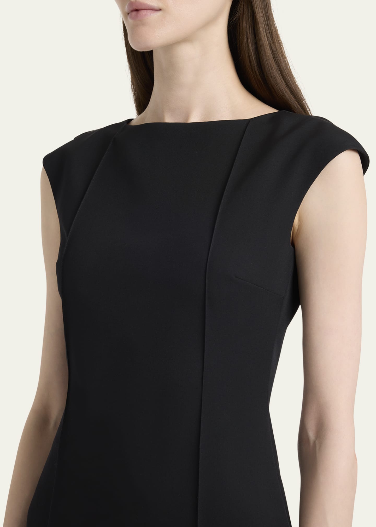 McQueen Pintuck Sleeveless Crepe Day Dress Image 5 of 5