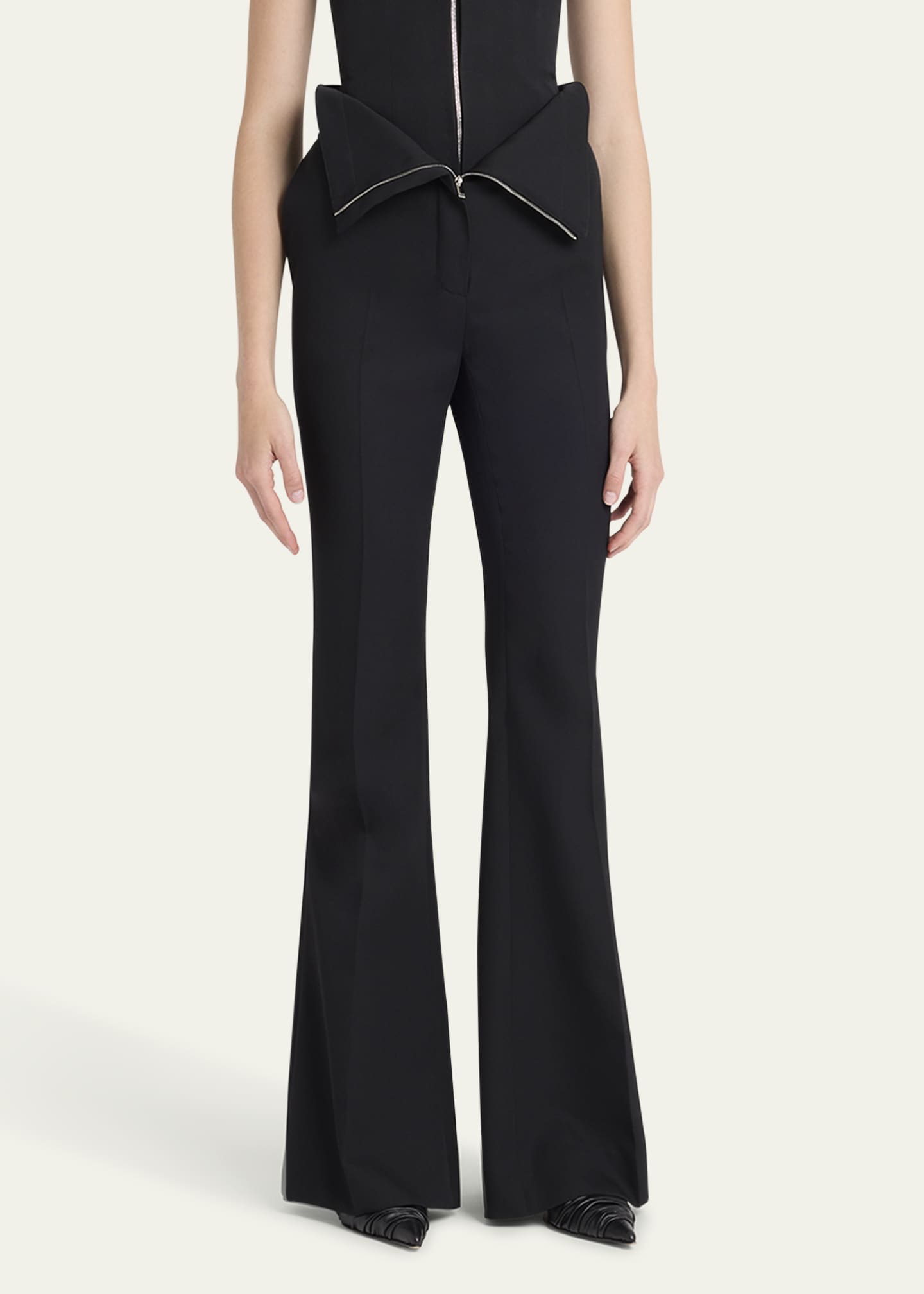 McQueen Foldover-Waist Flare Trousers Image 4 of 5
