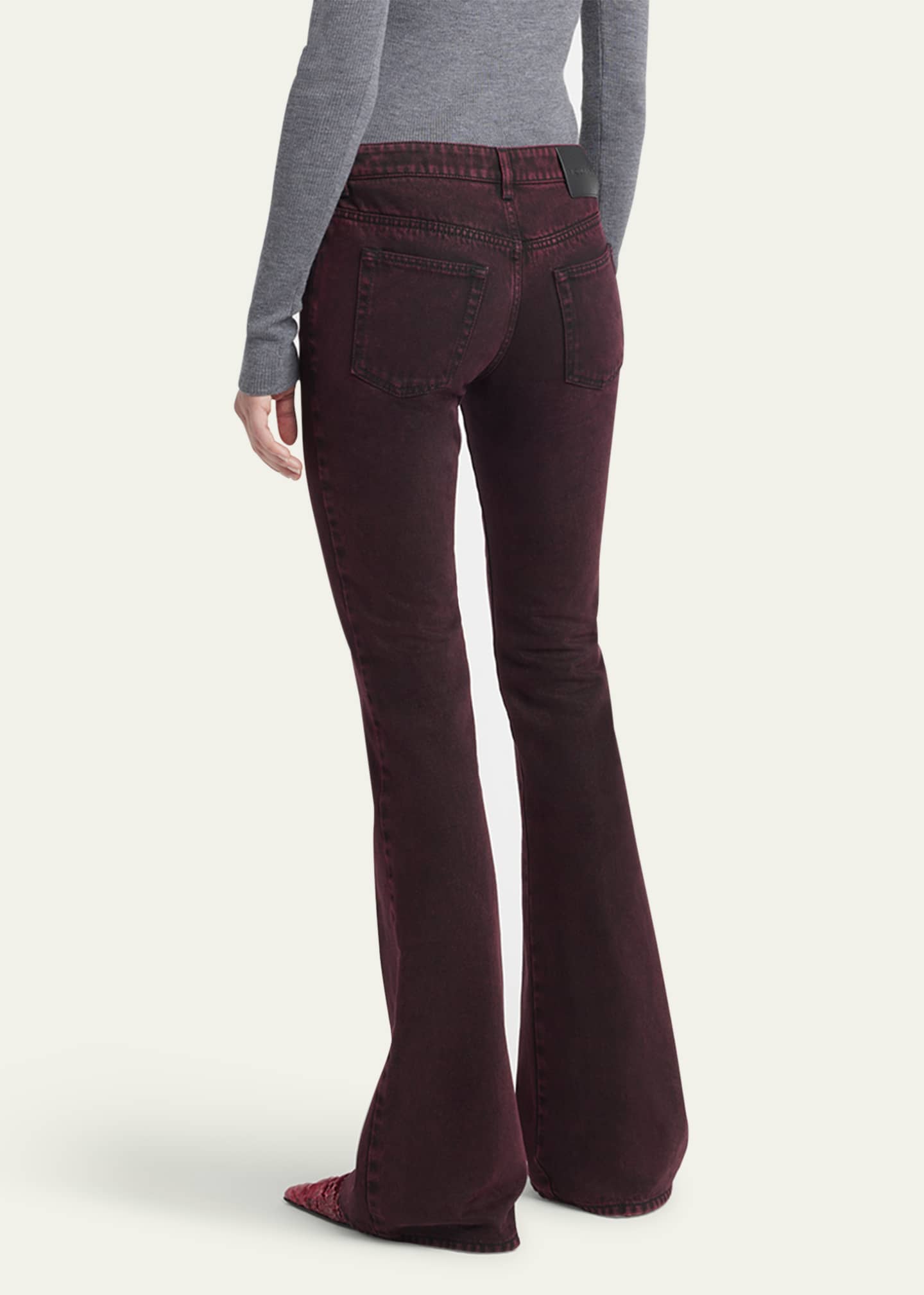 McQueen Low-Rise Red-Wash Denim Flare Trousers Image 3 of 5