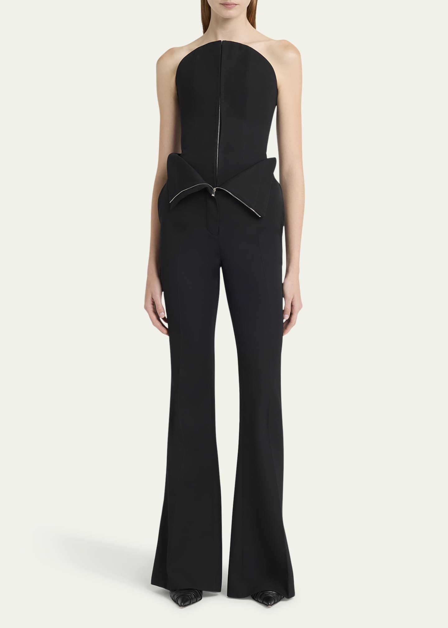McQueen Curved Strapless Zip-Front Bustier Top Image 2 of 5