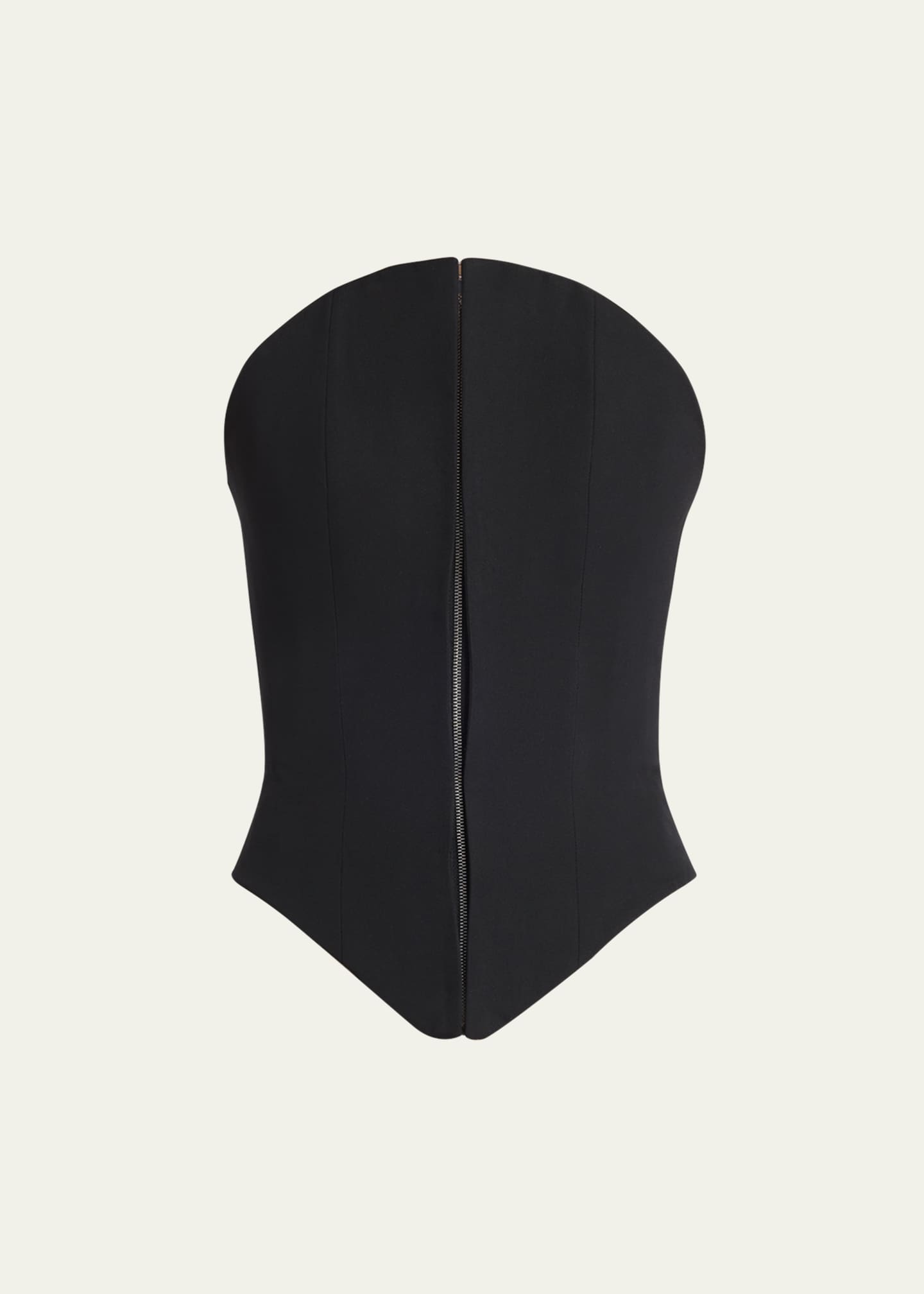 McQueen Curved Strapless Zip-Front Bustier Top Image 1 of 5