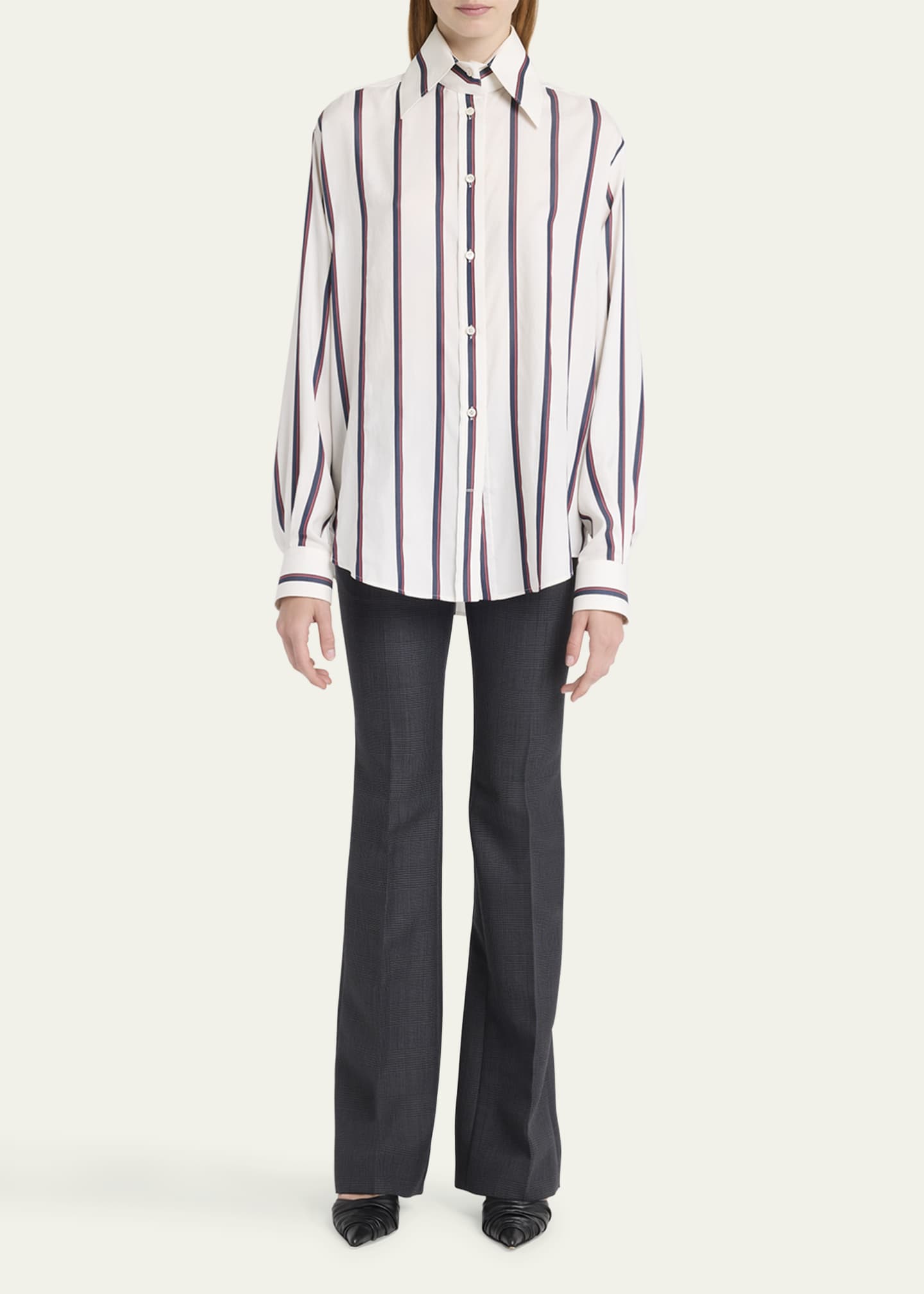 McQueen Striped Silk Button-Down Shirt Image 2 of 5