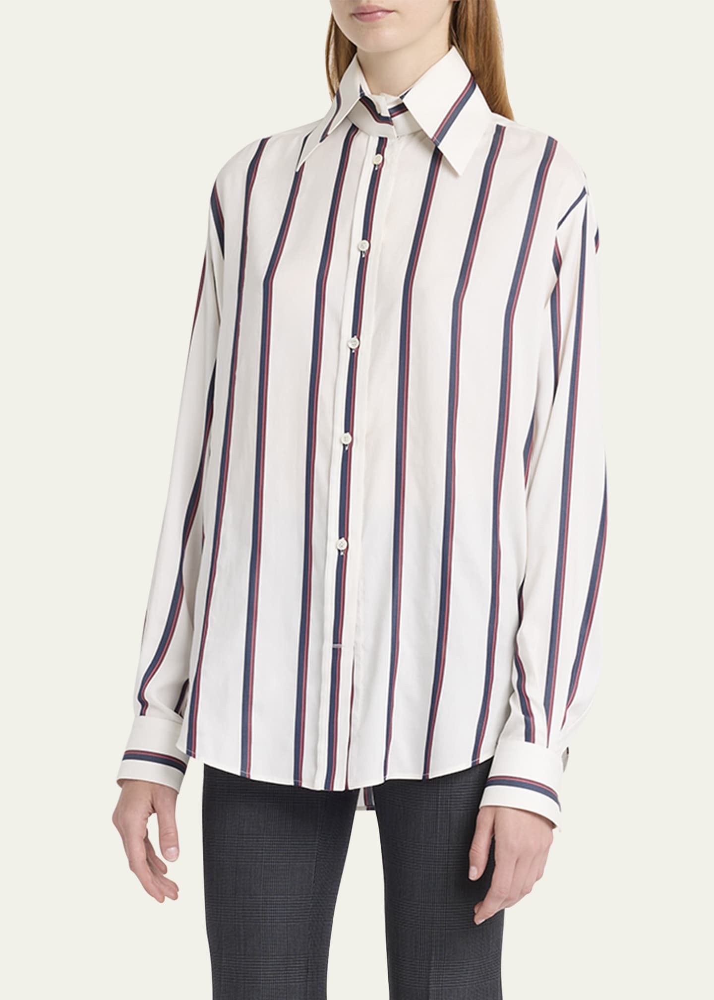McQueen Striped Silk Button-Down Shirt Image 4 of 5