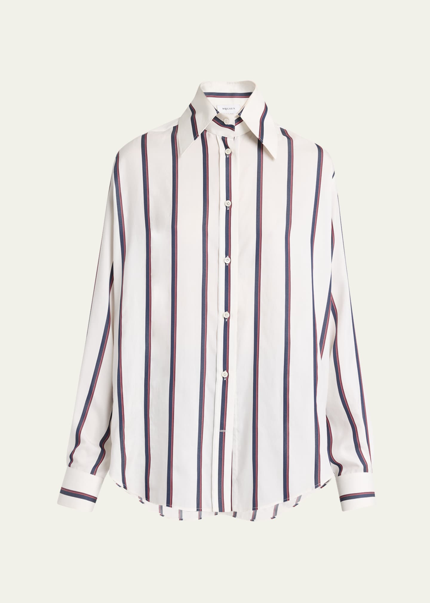 McQueen Striped Silk Button-Down Shirt Image 1 of 5