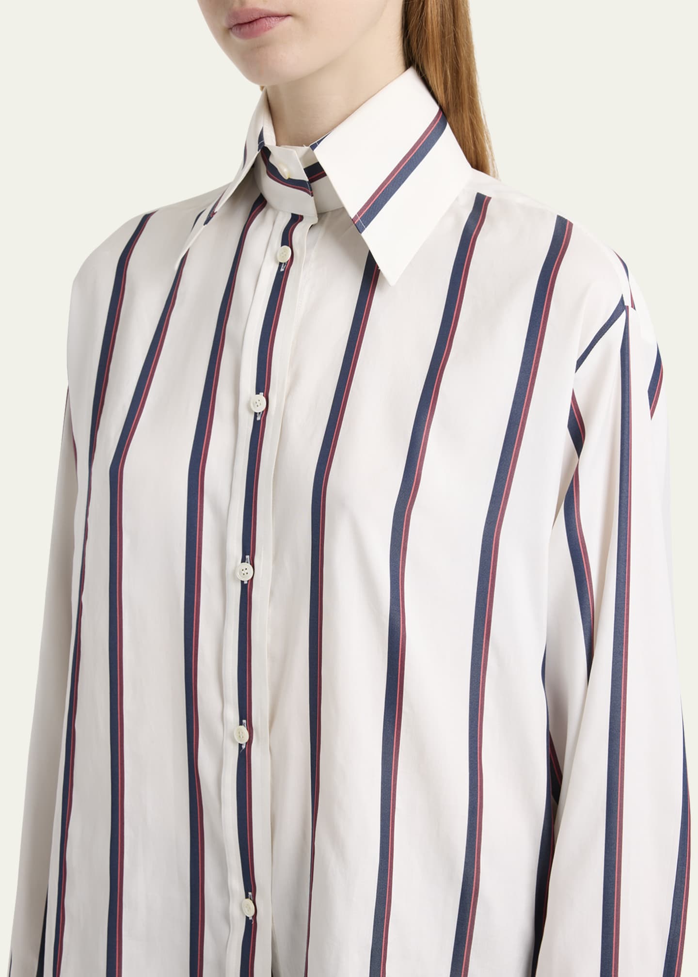 McQueen Striped Silk Button-Down Shirt Image 5 of 5