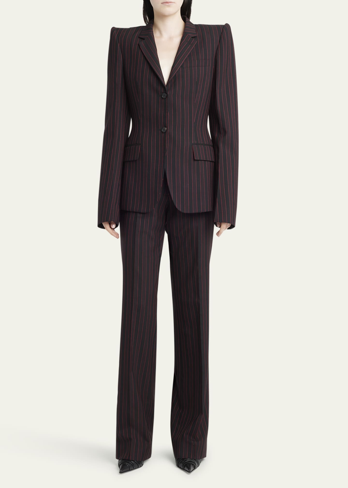 McQueen Striped Single-Breasted Blazer Jacket Image 2 of 5