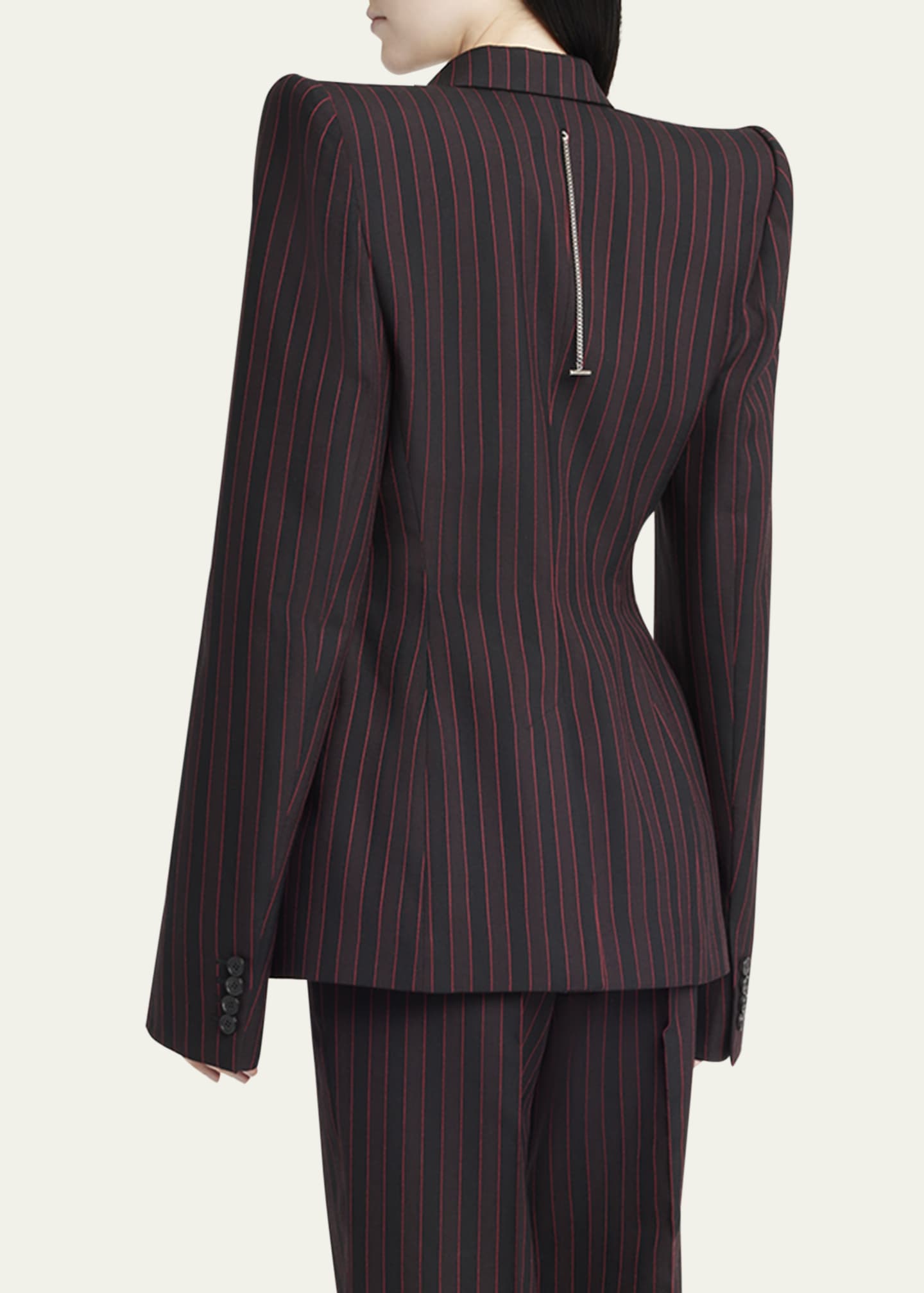 McQueen Striped Single-Breasted Blazer Jacket Image 3 of 5