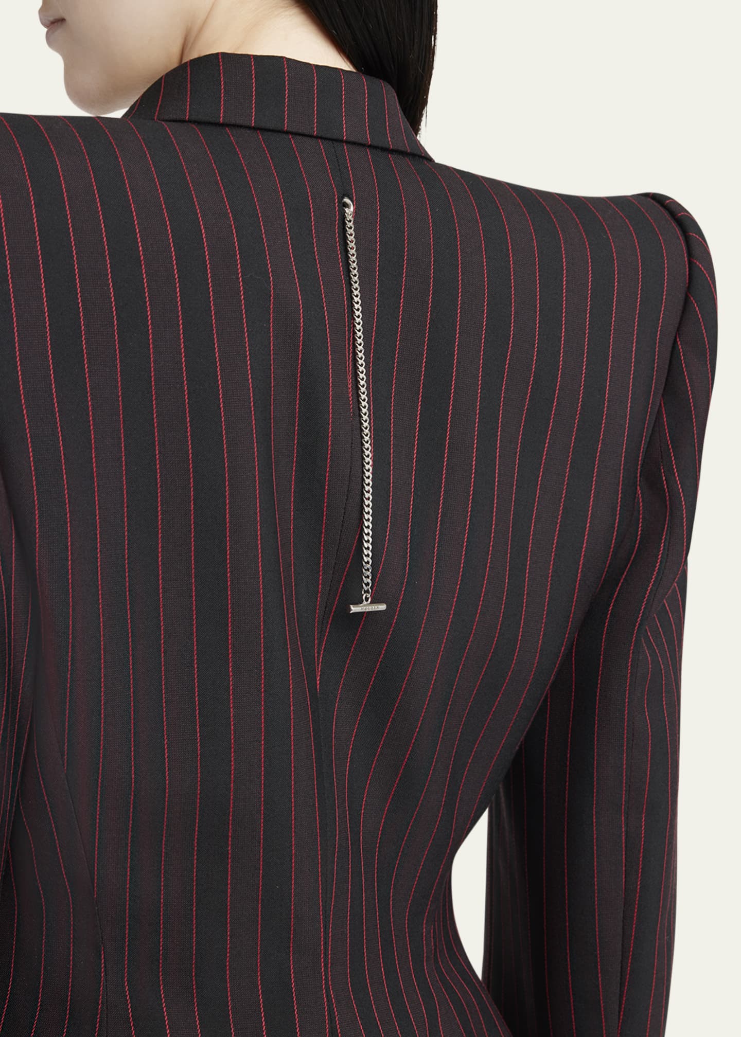McQueen Striped Single-Breasted Blazer Jacket Image 5 of 5
