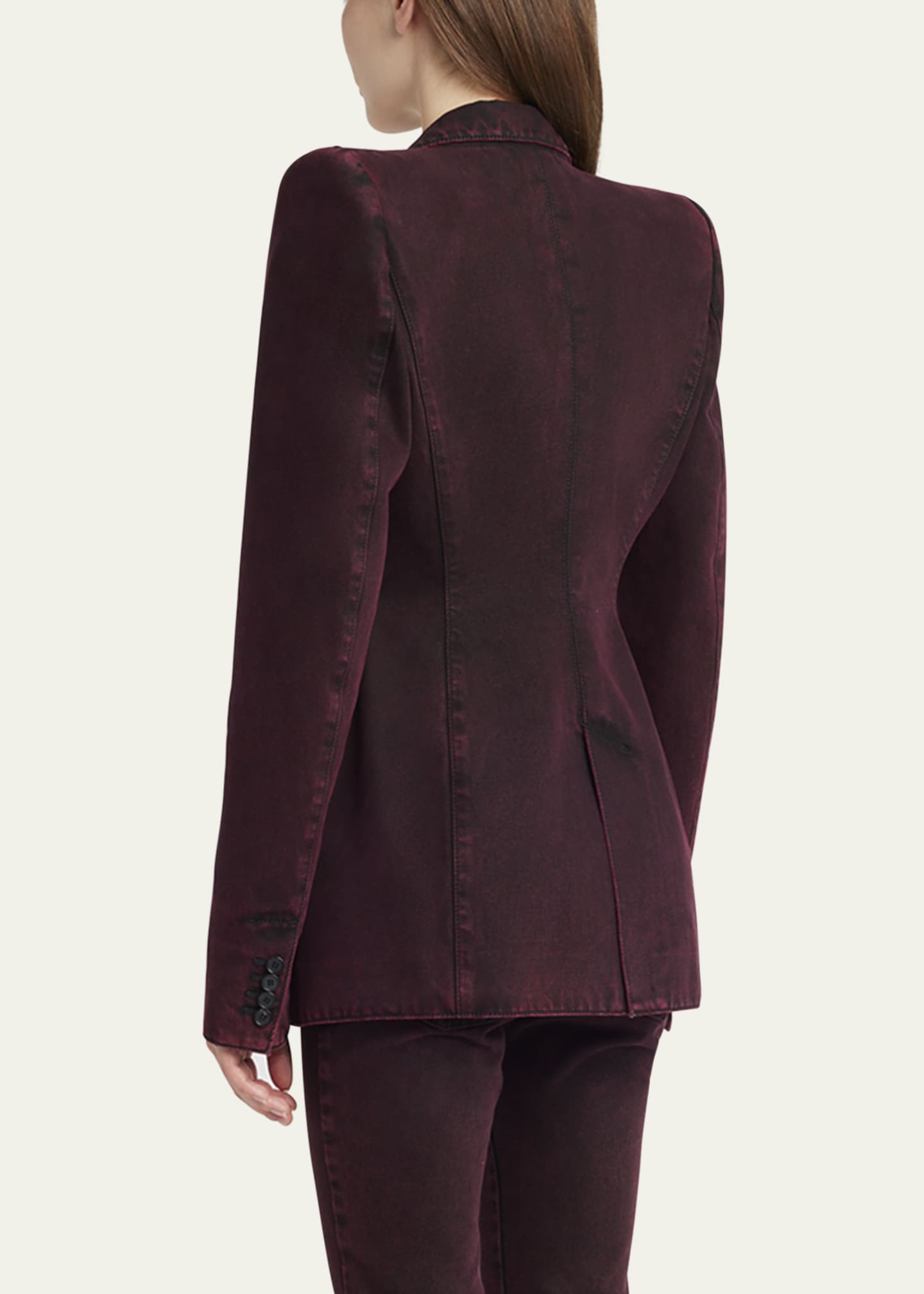 McQueen Red-Wash Denim Single-Breasted Jacket Image 3 of 5