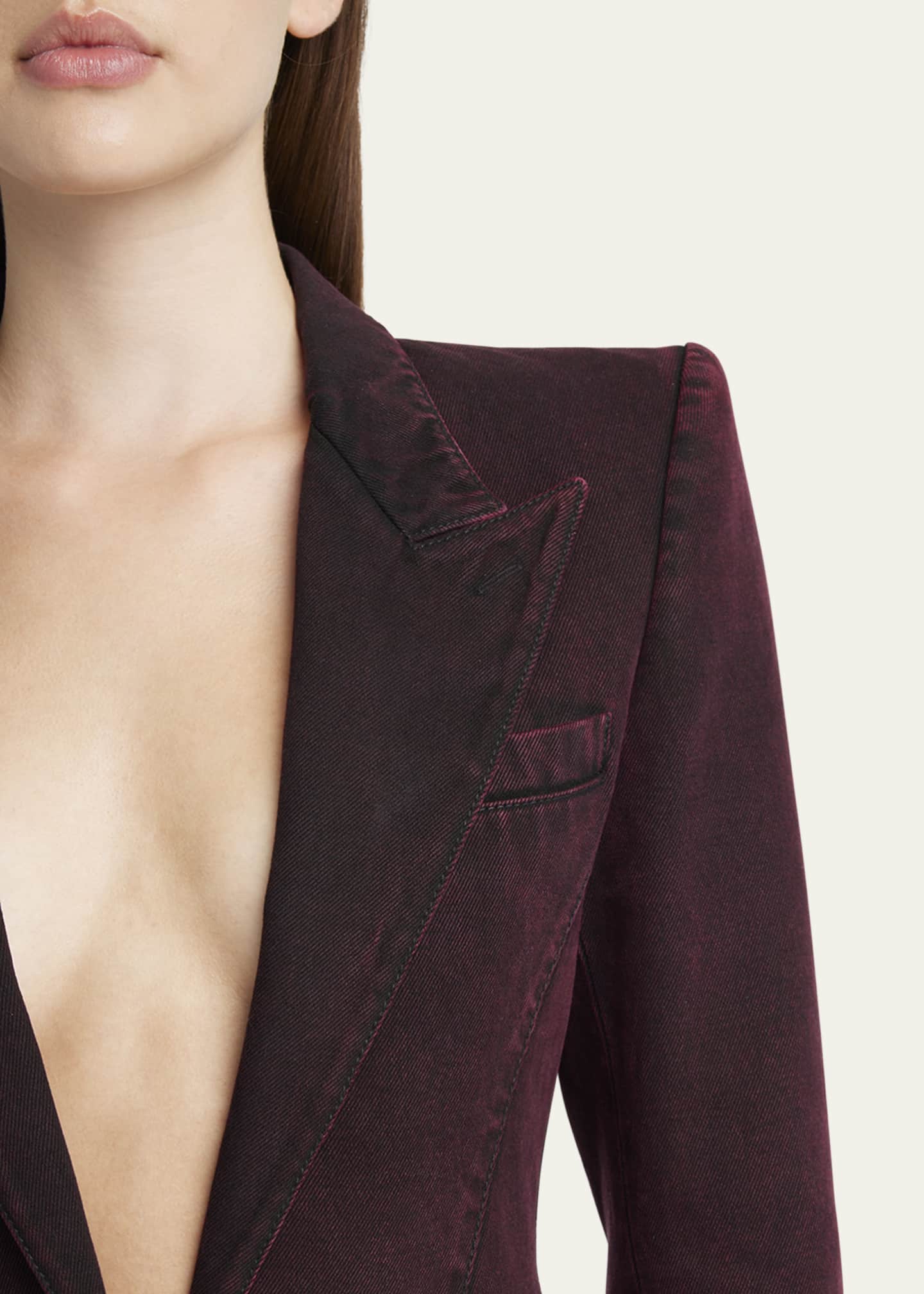 McQueen Red-Wash Denim Single-Breasted Jacket Image 5 of 5