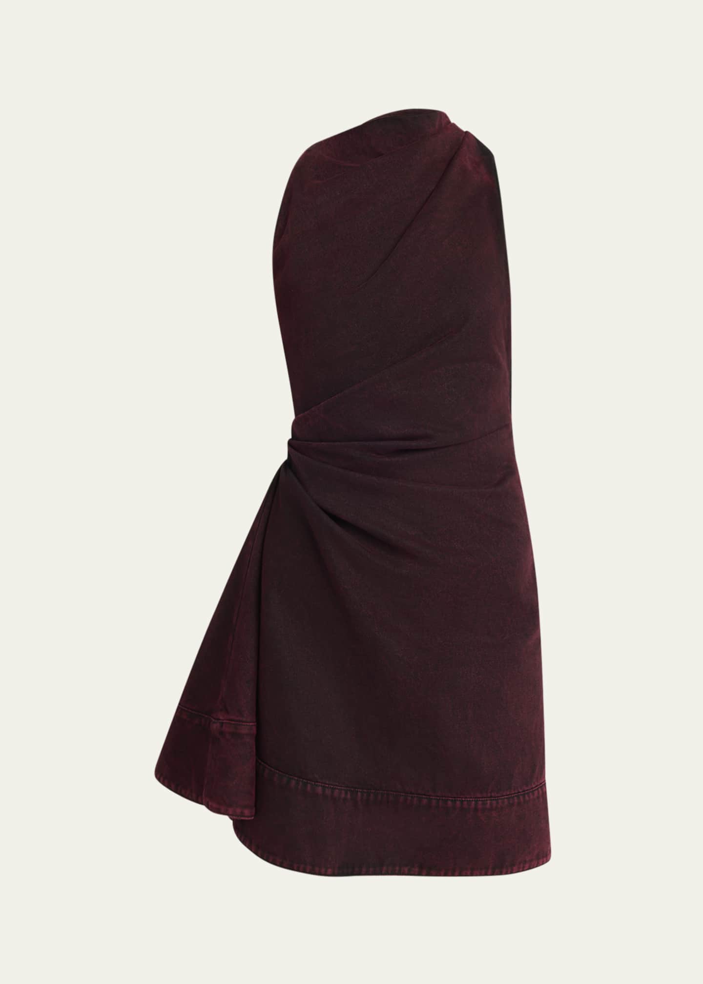McQueen Red-Wash Denim Draped Sleeveless Mini Dress Image 1 of 5