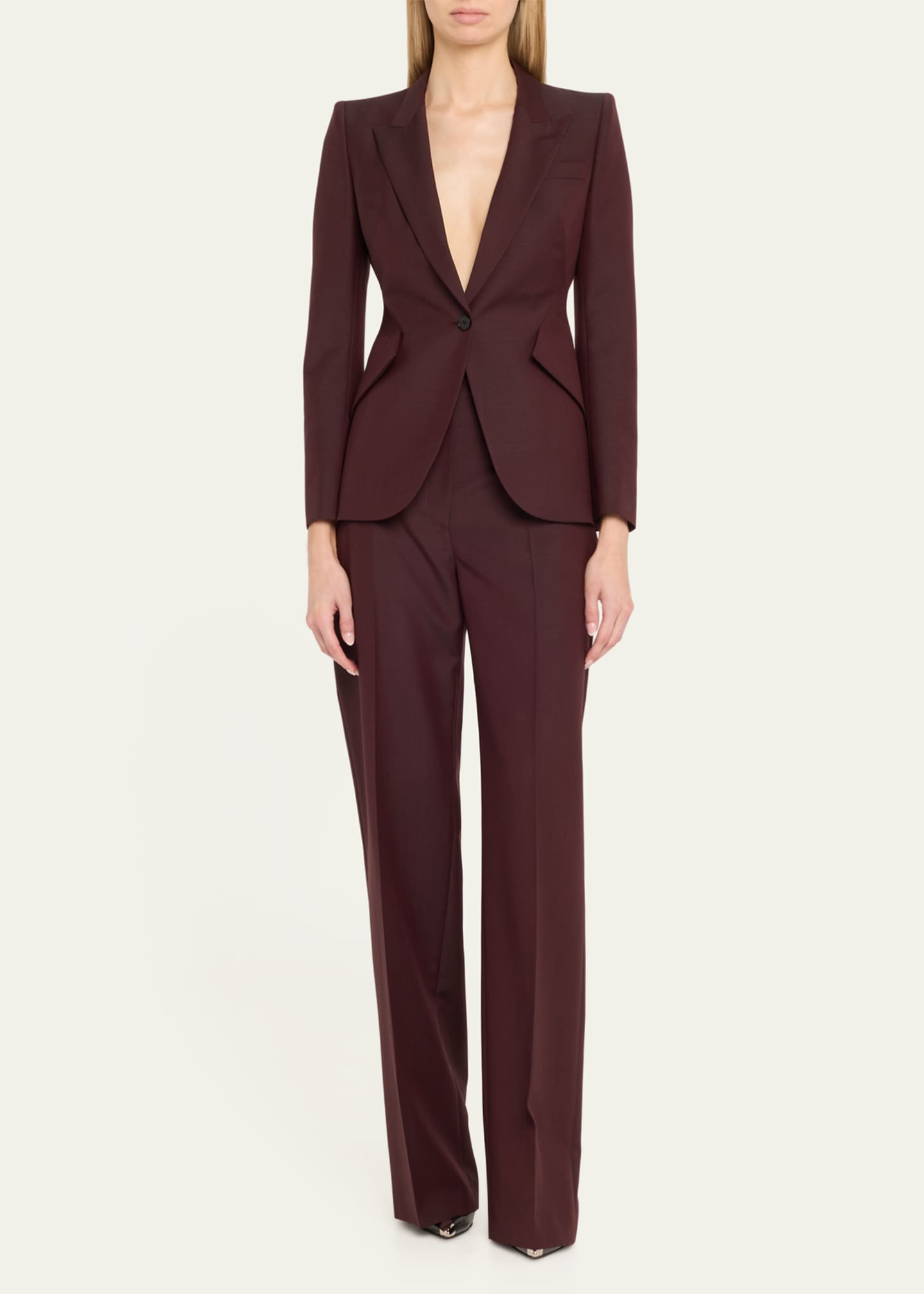 McQueen Single-Breasted Wool Blazer Jacket Image 2 of 5