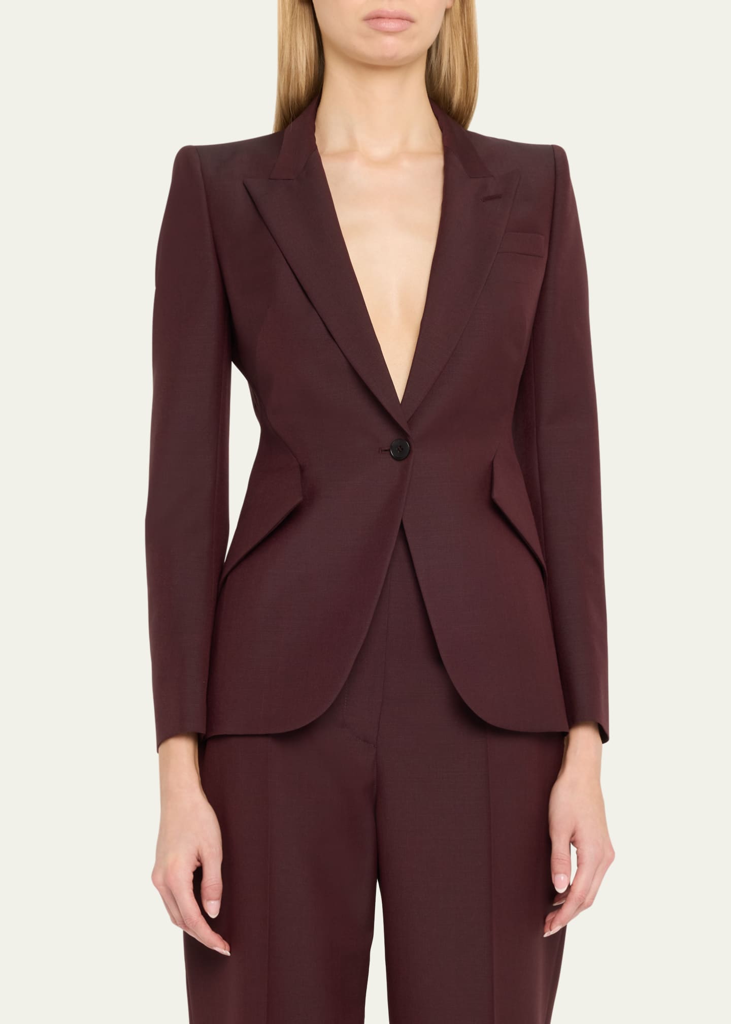 McQueen Single-Breasted Wool Blazer Jacket Image 4 of 5