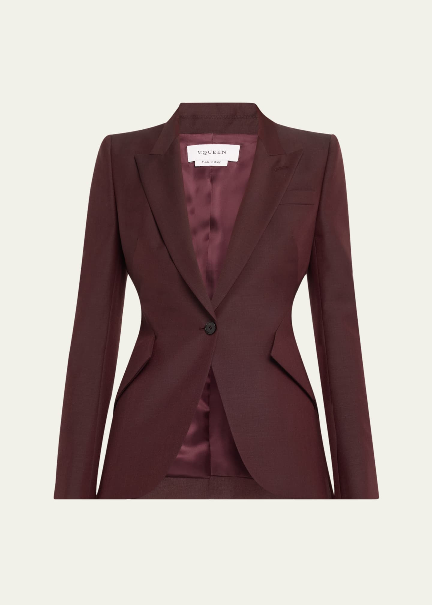 McQueen Single-Breasted Wool Blazer Jacket Image 1 of 5