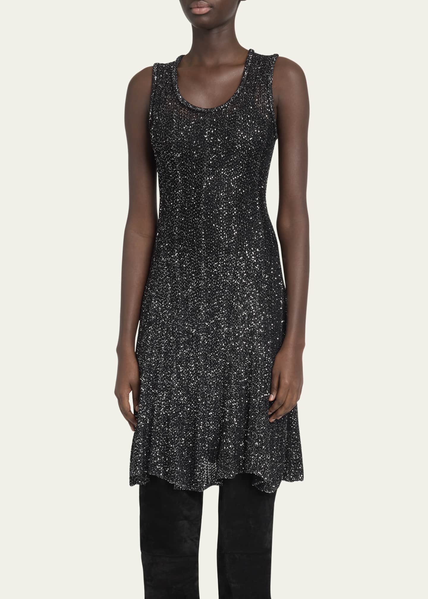 ALAIA Sequined Fit Flare Knit Mini Dress Bergdorf Goodman