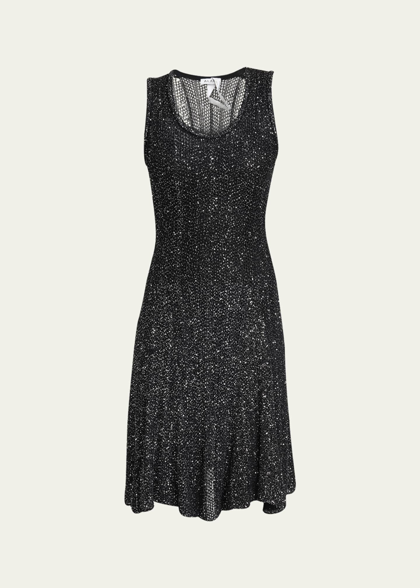 ALAIA Sequined Fit-Flare Knit Mini Dress Image 1 of 5