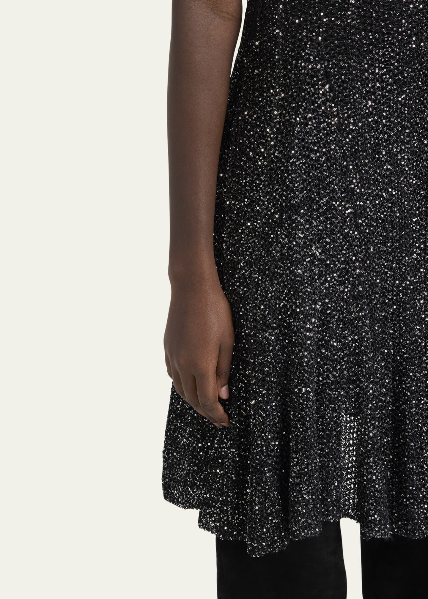 ALAIA Sequined Fit-Flare Knit Mini Dress Image 5 of 5