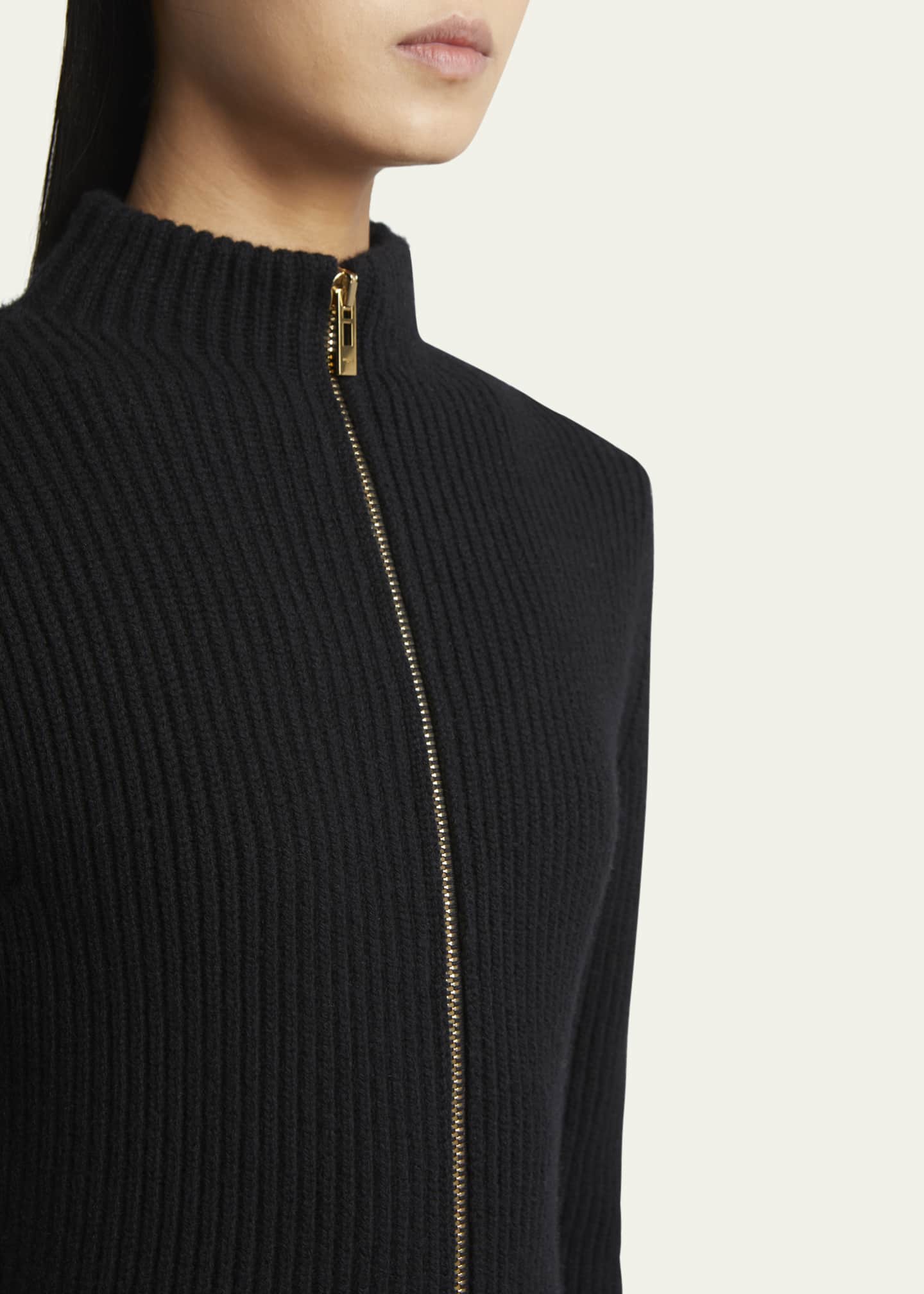 ALAIA Peplum Zip-Up Wool Cashmere Cardigan Image 5 of 5