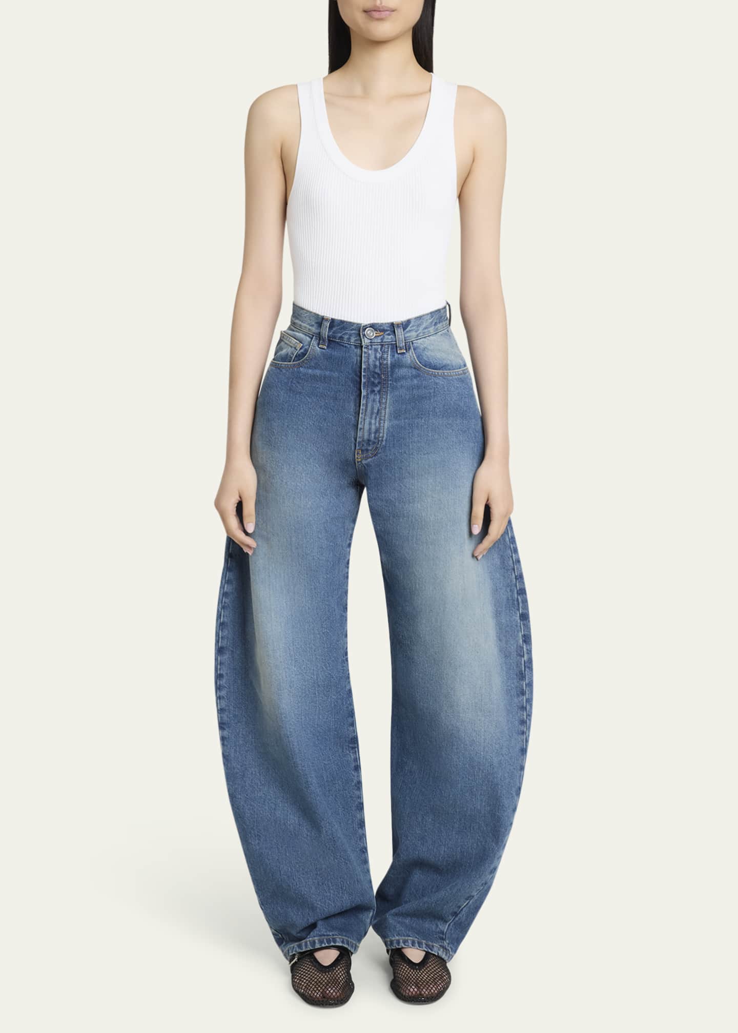 ALAIA Mid-Rise Wide-Leg Barrel Jeans Image 2 of 5