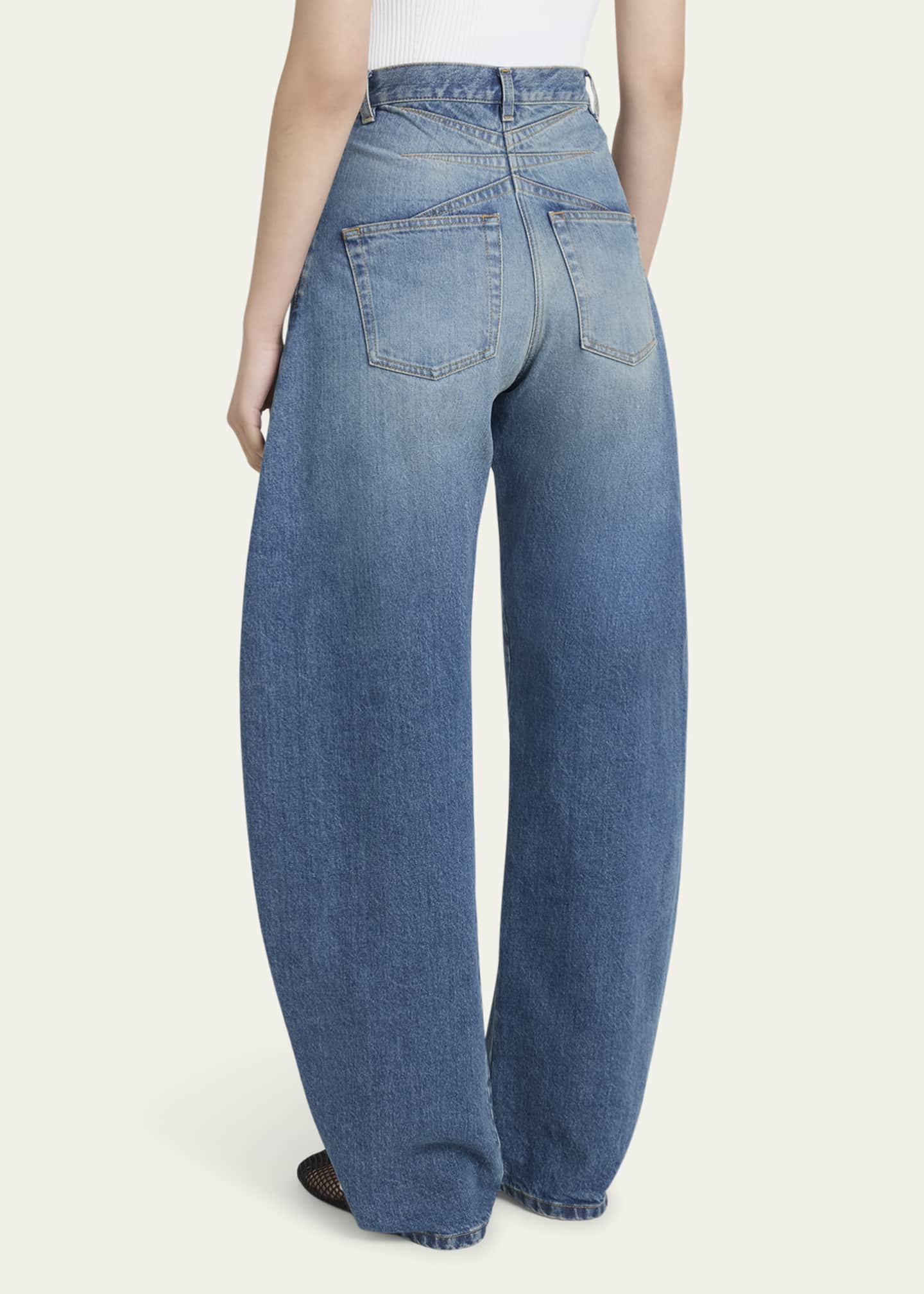 ALAIA Mid-Rise Wide-Leg Barrel Jeans Image 3 of 5