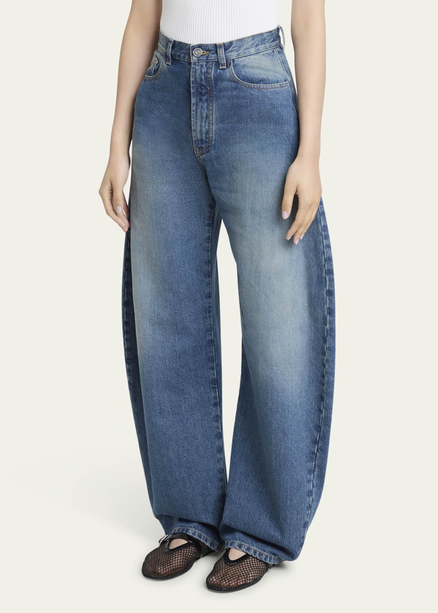 ALAIA Mid-Rise Wide-Leg Barrel Jeans Image 4 of 5