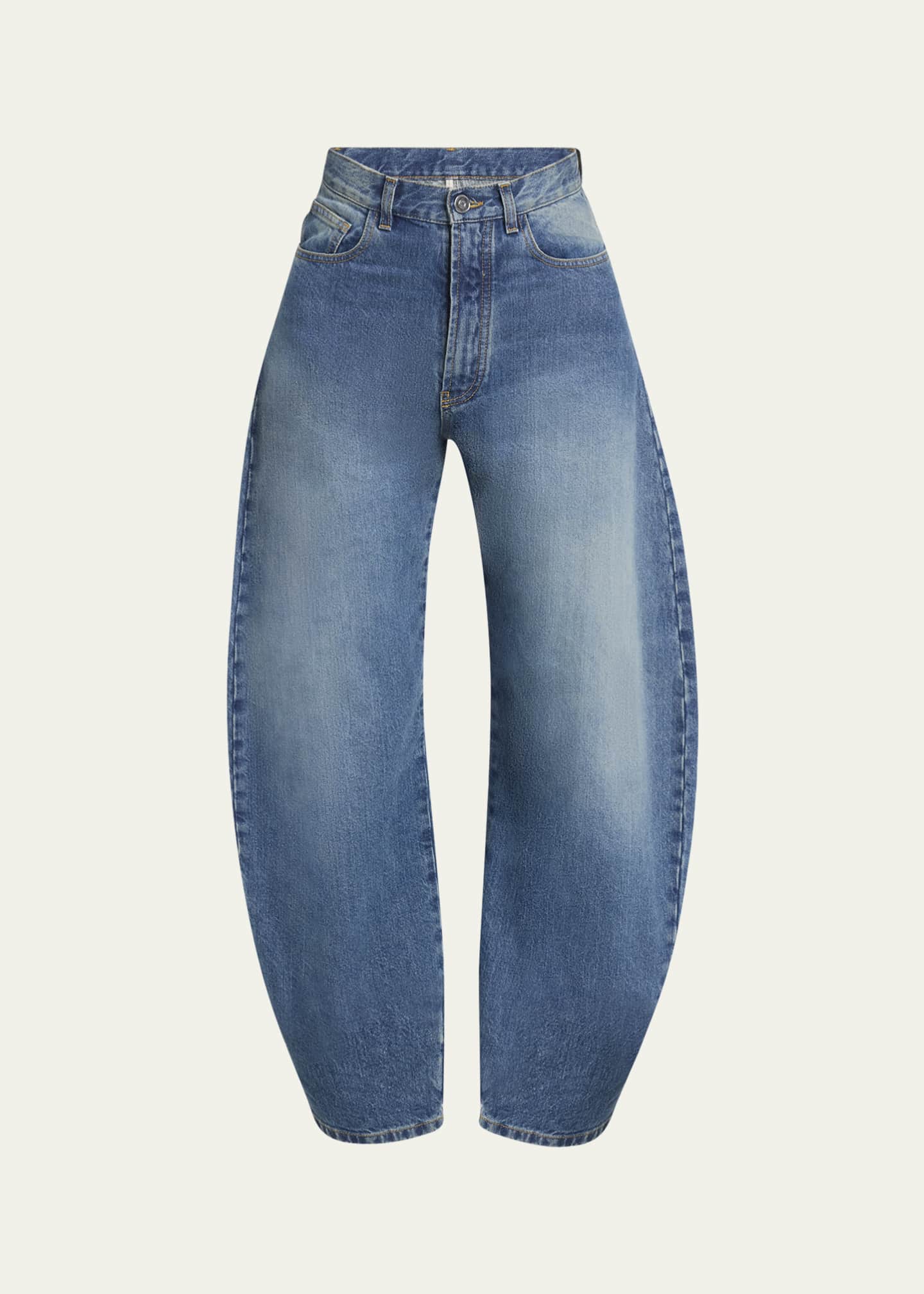 ALAIA Mid-Rise Wide-Leg Barrel Jeans Image 1 of 5