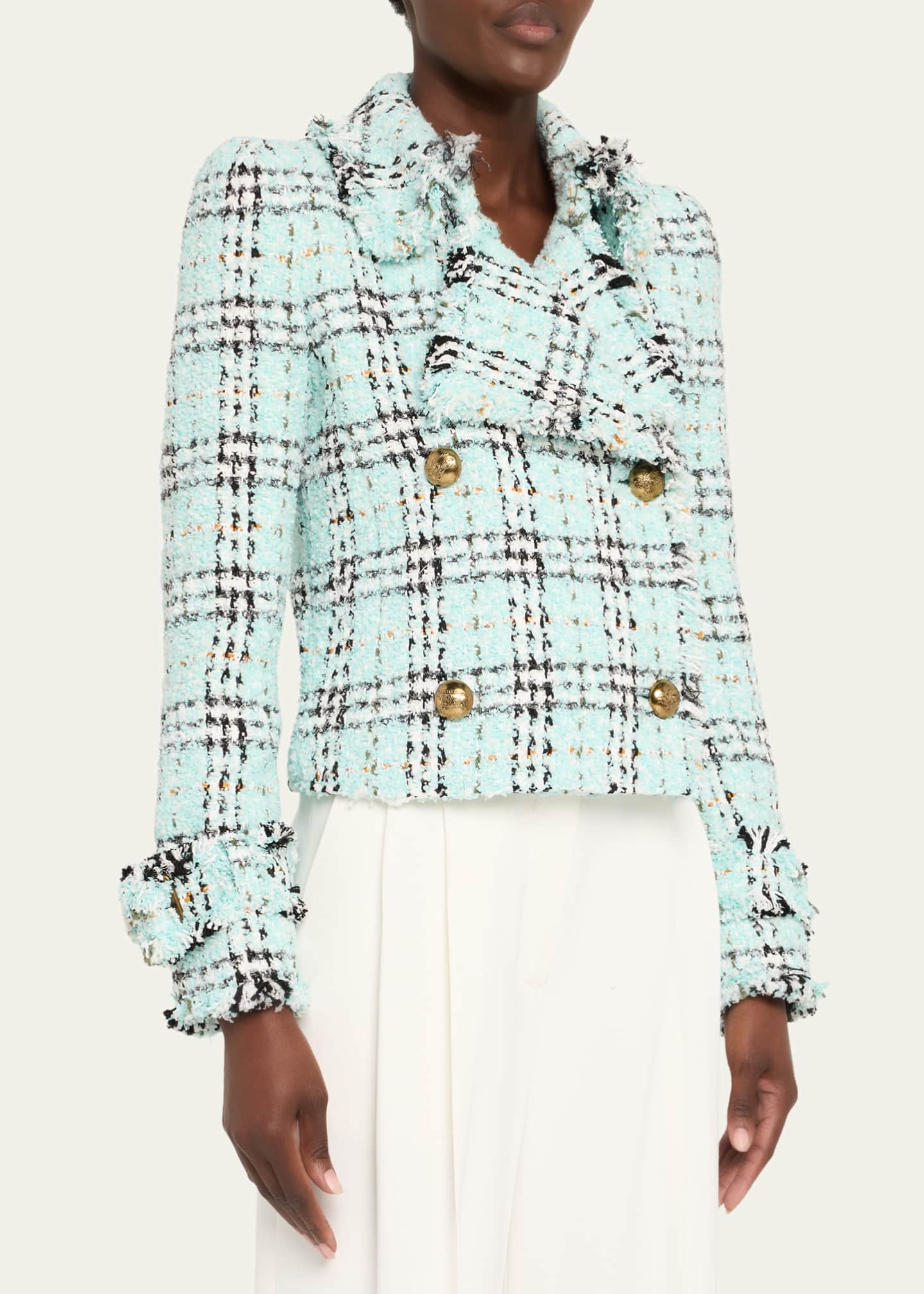 Burberry Tweed Check Double-Breasted Jacket Image 4 of 5