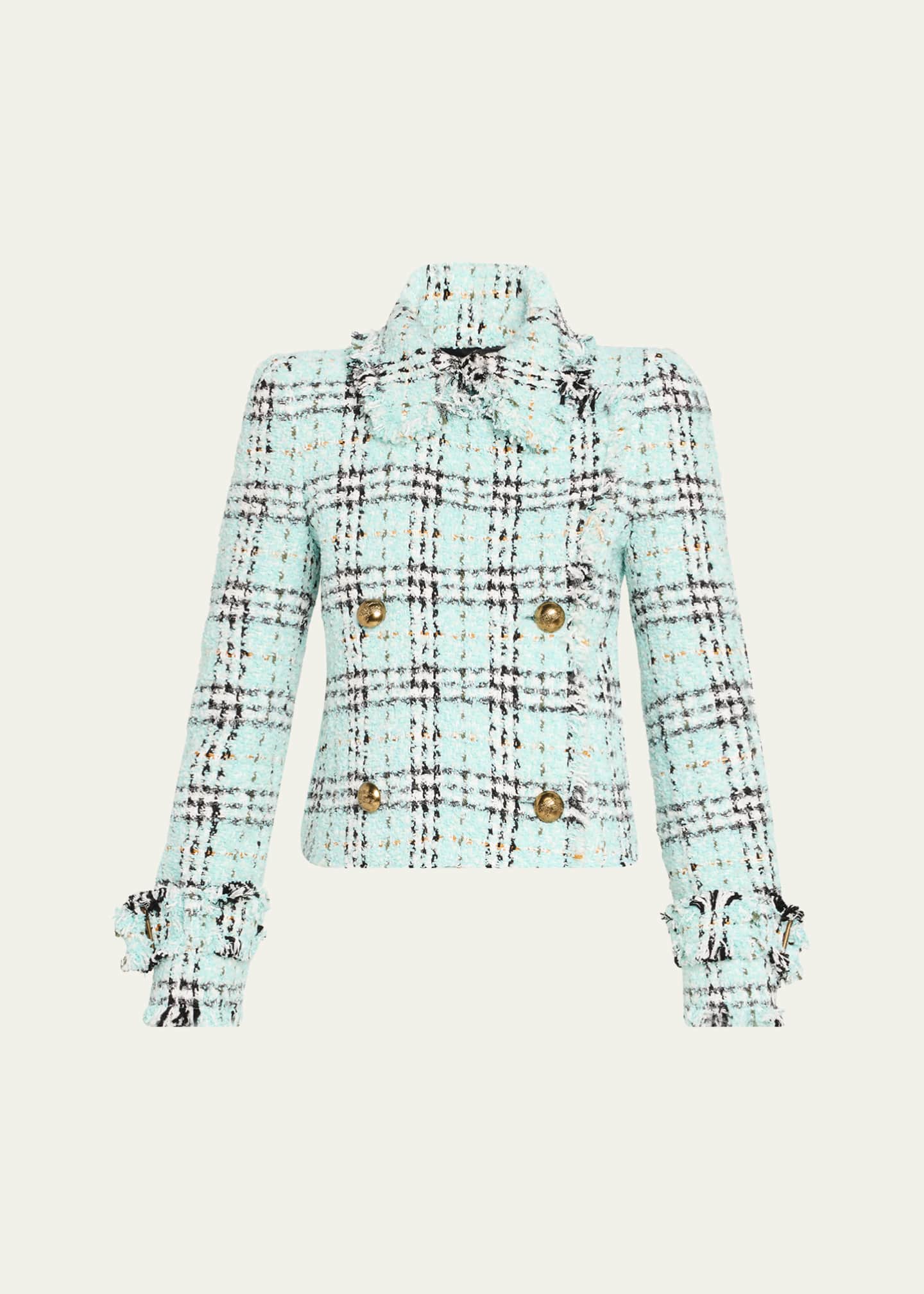 Burberry Tweed Check Double-Breasted Jacket Image 1 of 5