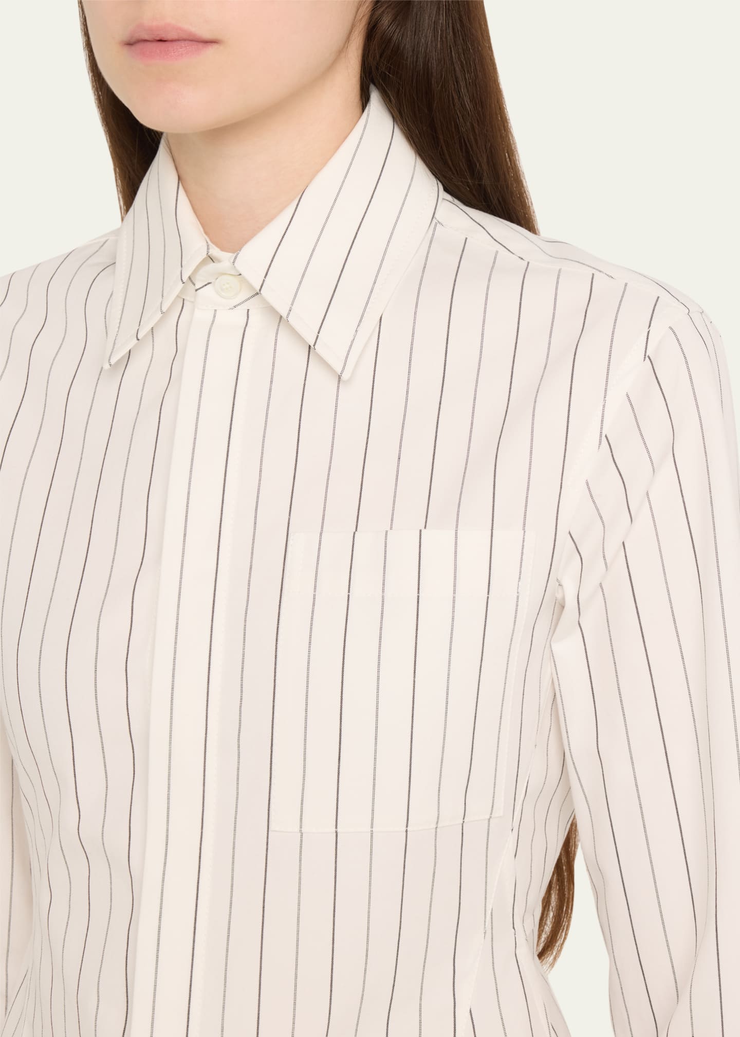 Burberry Pinstripe Belted Cotton Shirt Image 5 of 5