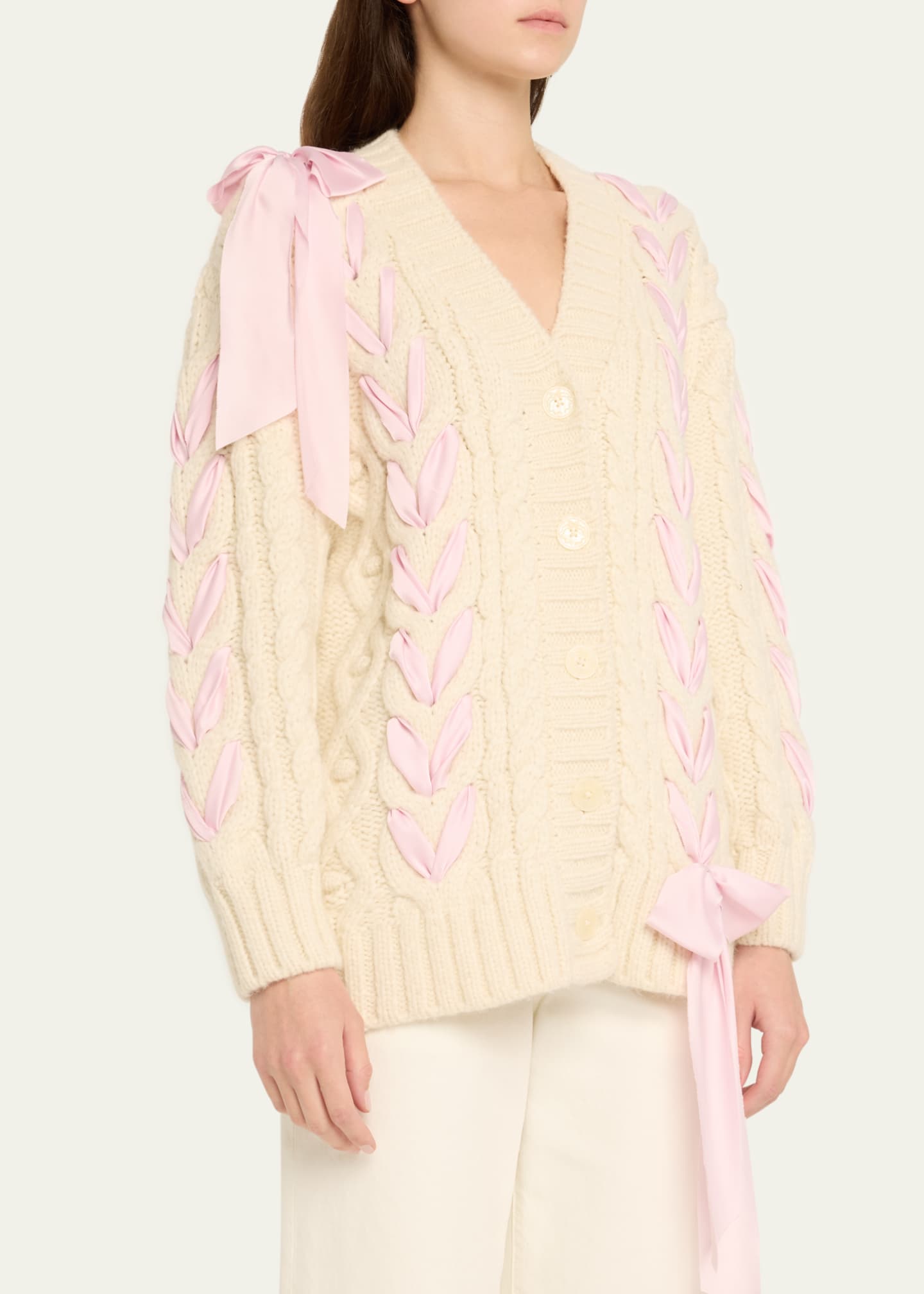 Kassius Cable-Knit Laced Cardigan