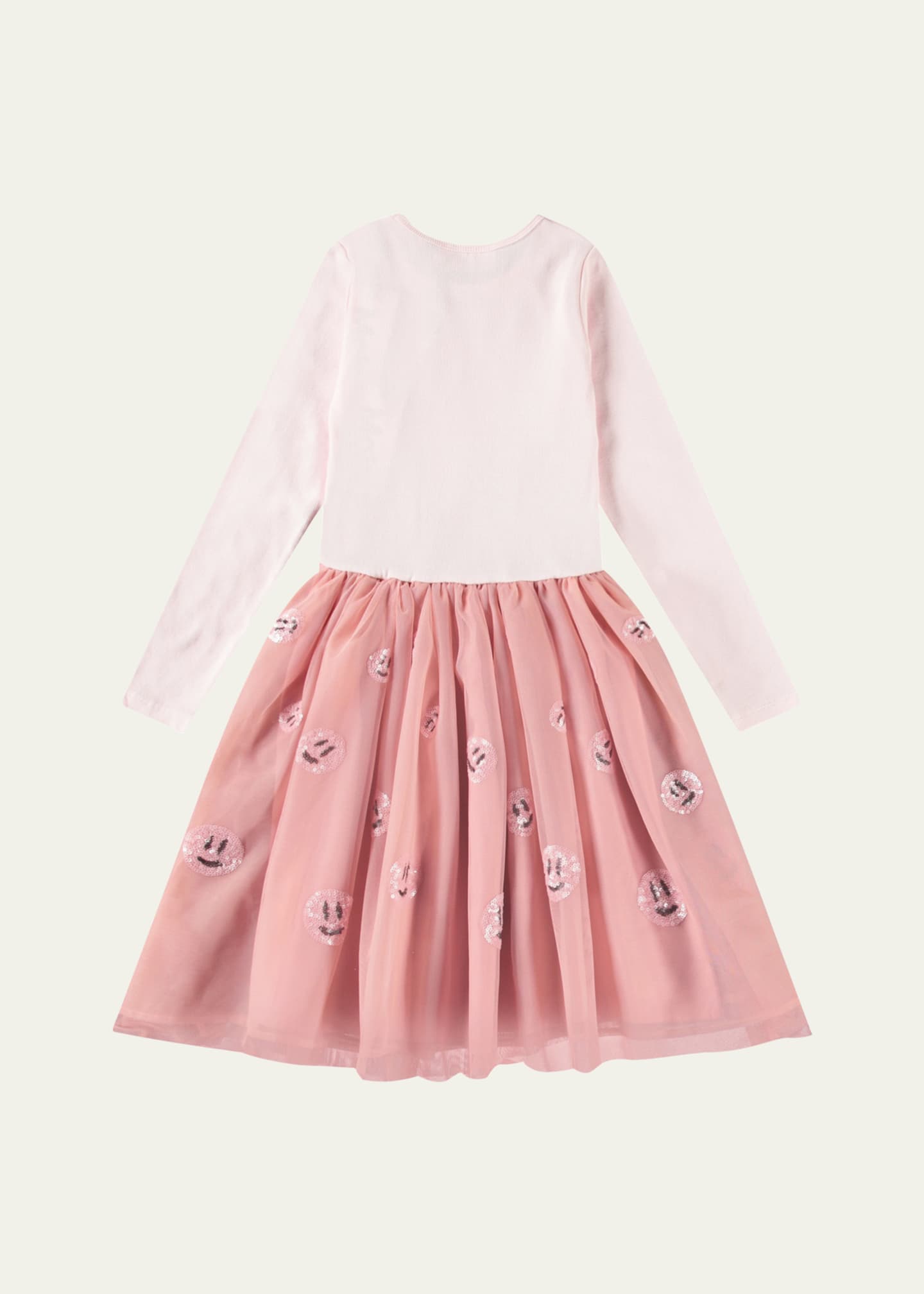 Molo Girl's Cyrus Long-Sleeve Sequin Tulle Combo Dress, Size 3T-6 Image 2 of 2