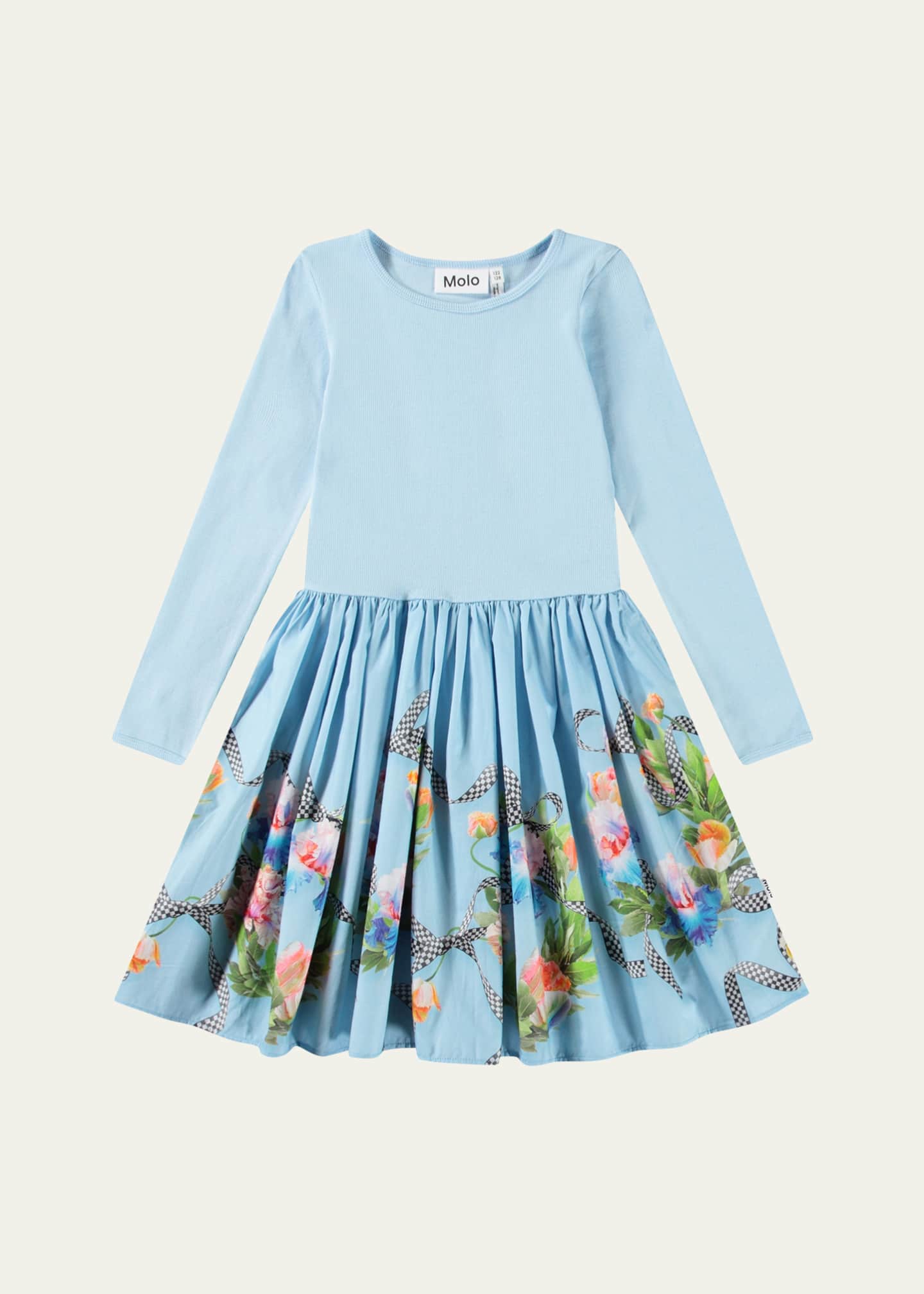 Molo Girl's Casie Printed Long-Sleeve Dress, Size 3T-6 Image 1 of 3
